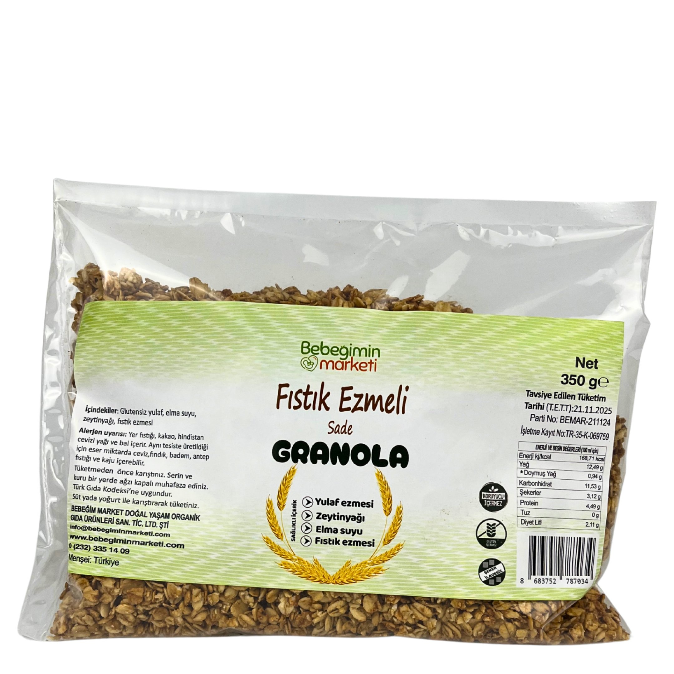 Granola Fıstık Ezmeli Sade 350 Gr