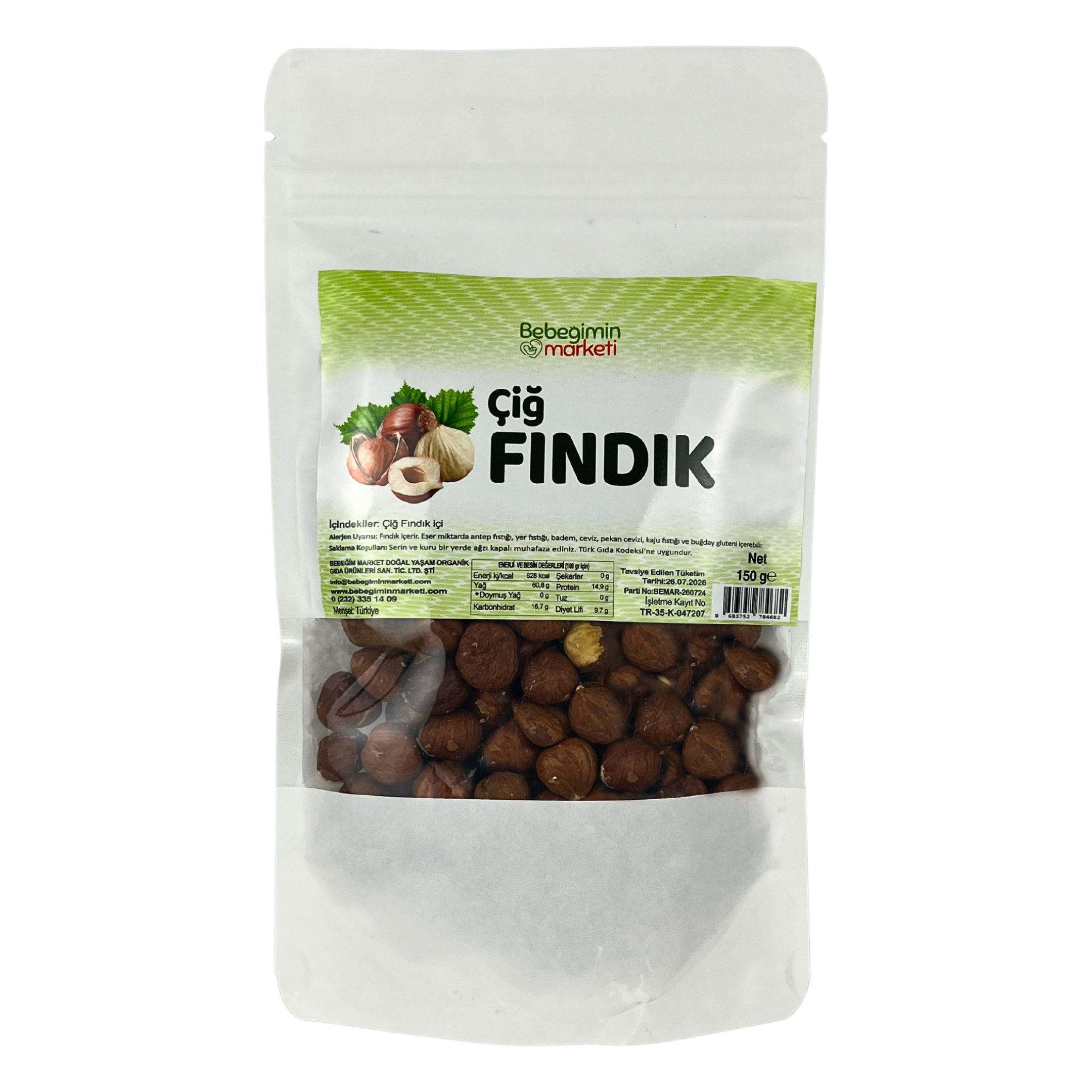 Fındık İçi Çiğ 150 Gr.