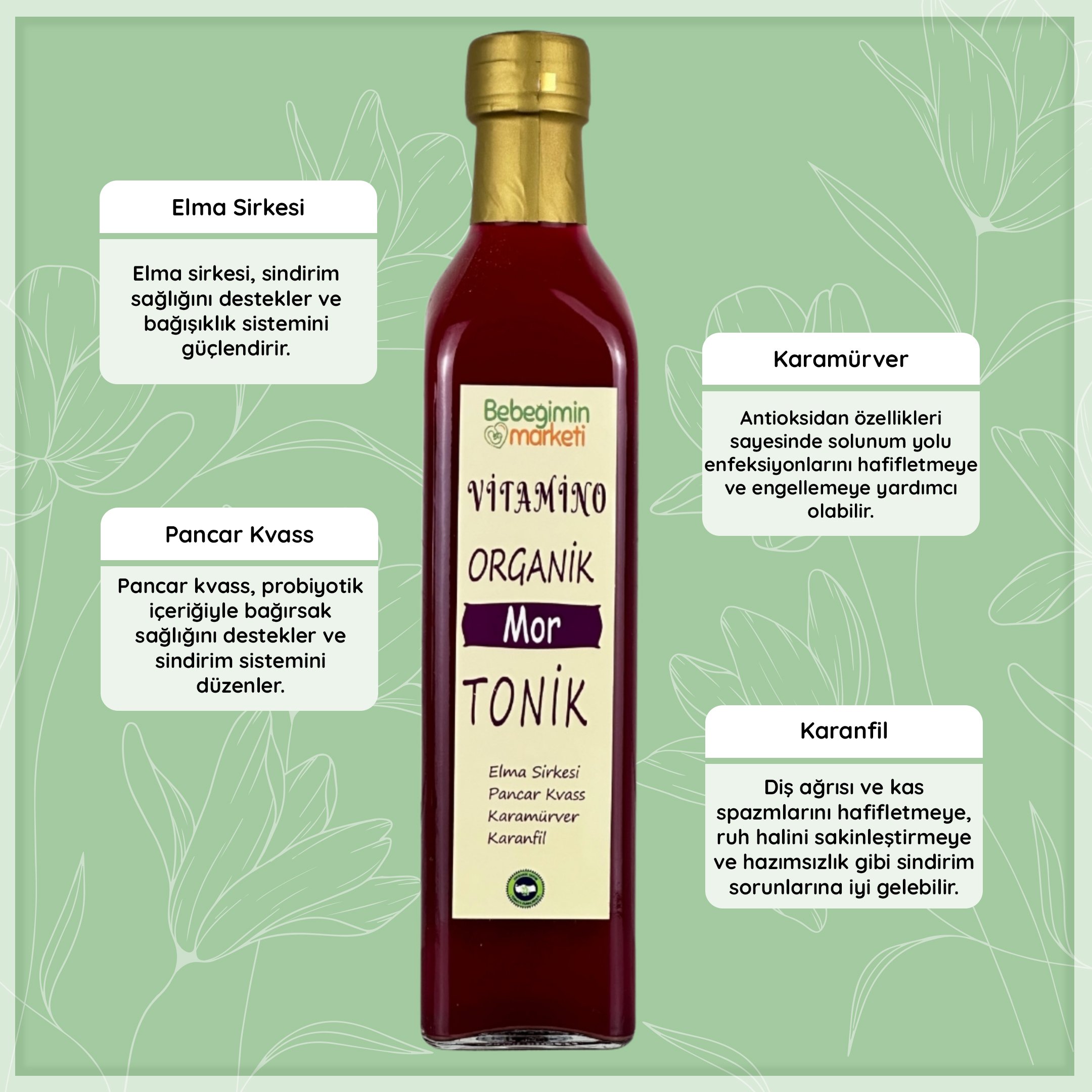 Organik Vitamino Mor Tonik 500 ml.