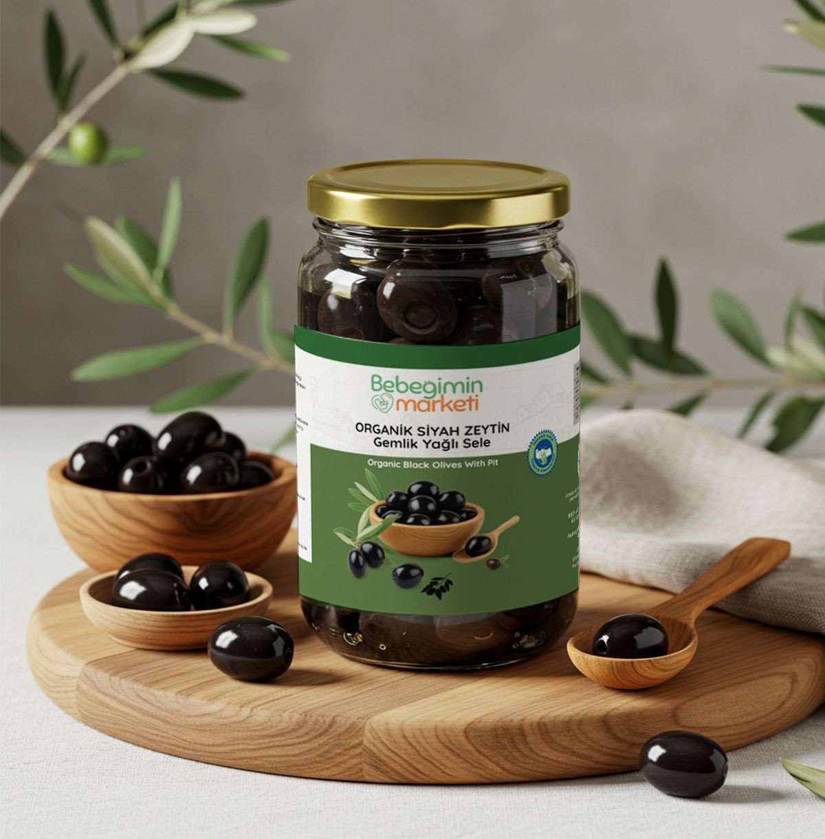 Organik Siyah Sele Zeytin 390 Gr