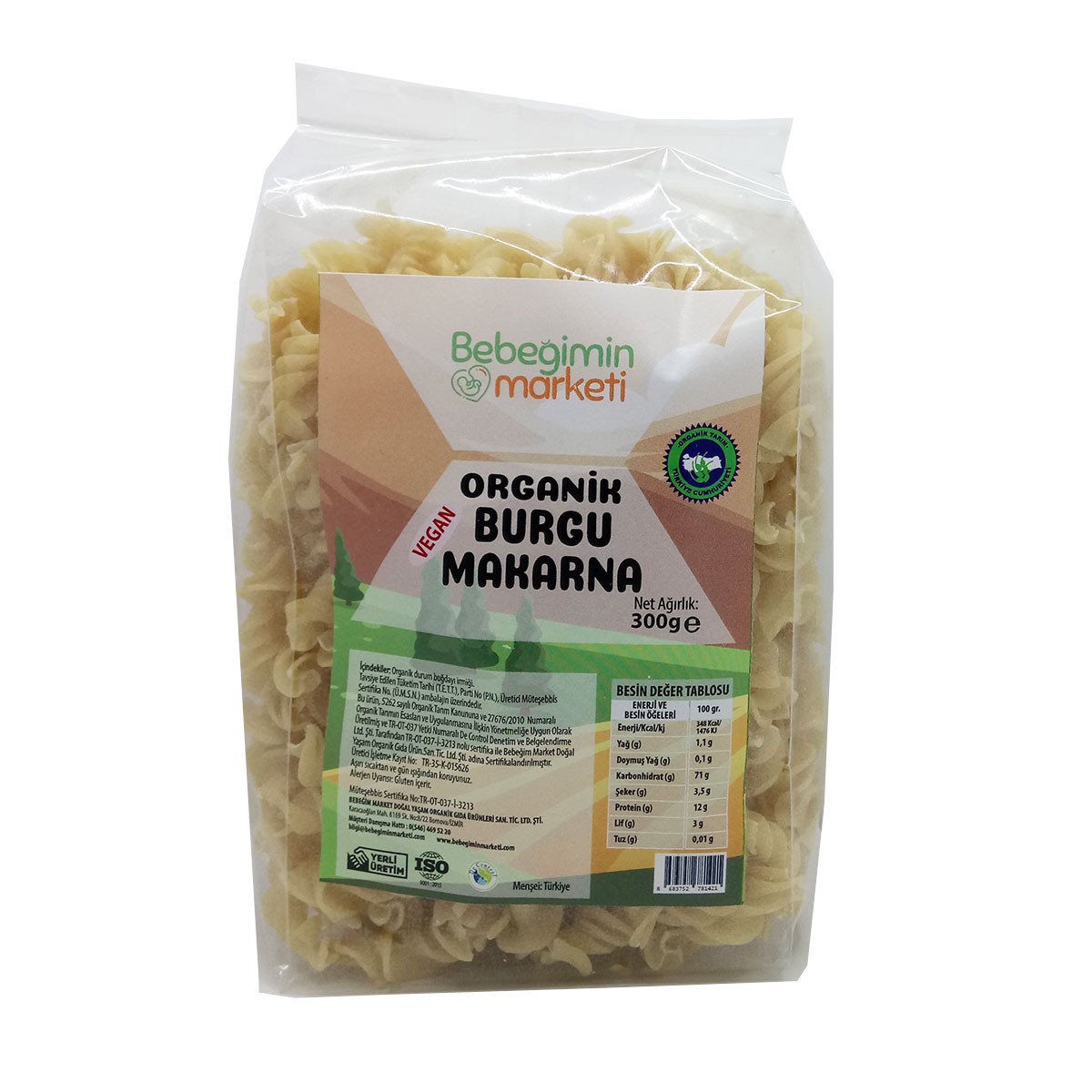 Organik Burgu Makarna 500 Gr.