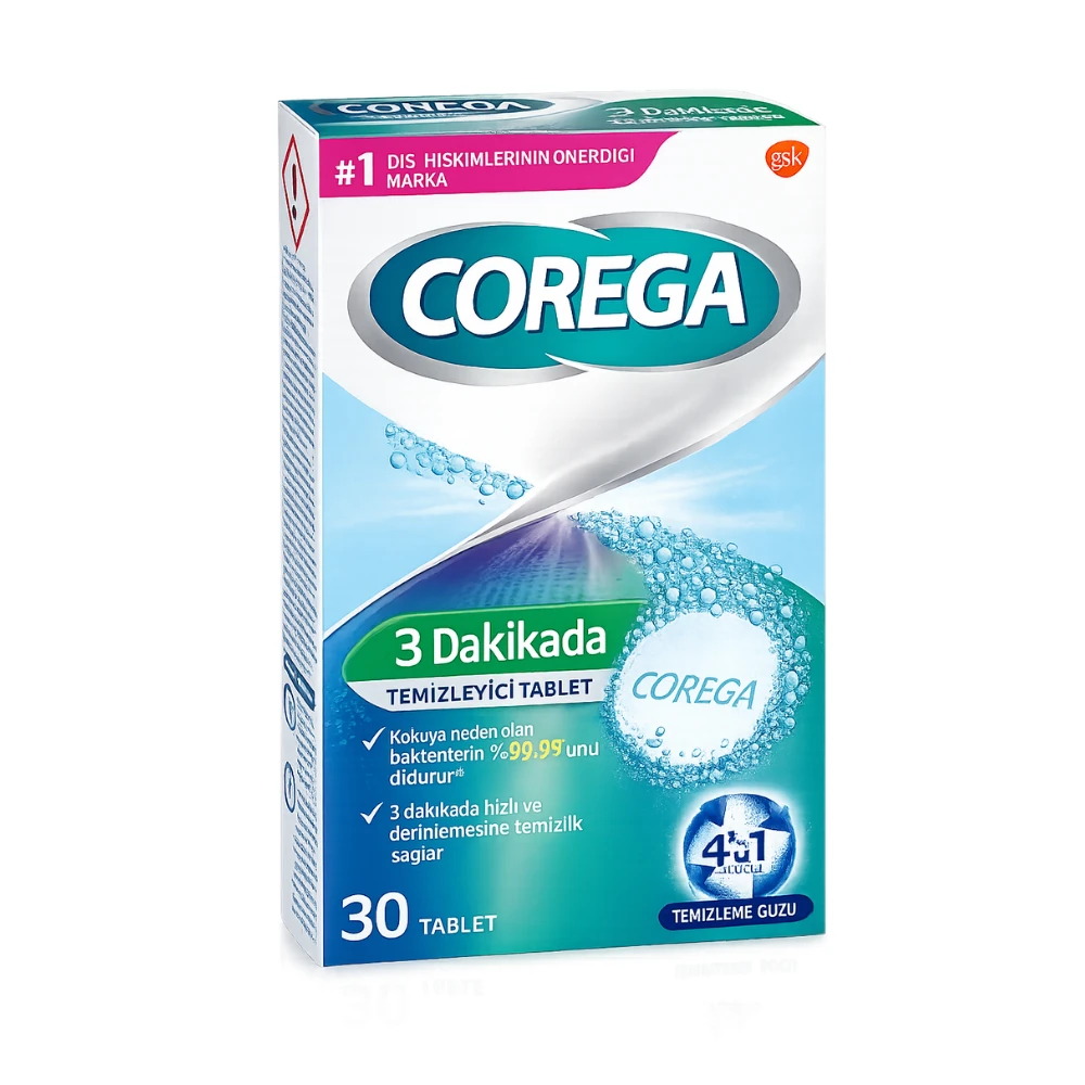 Corega 3 Boyutlu Beyazlatıcı Temizleme Tableti 30’lu