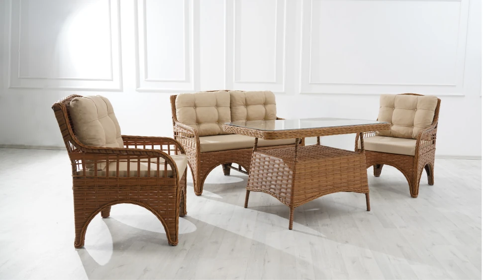 KALE AÇIK KAHVE RATTAN OTURMA SETİ