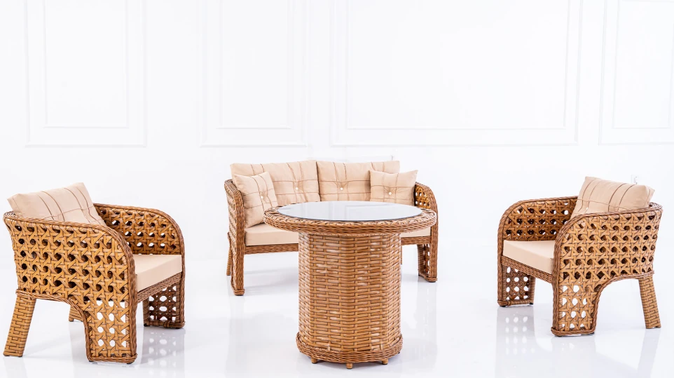 DEFNE AÇIK KAHVE RATTAN OTURMA SETİ