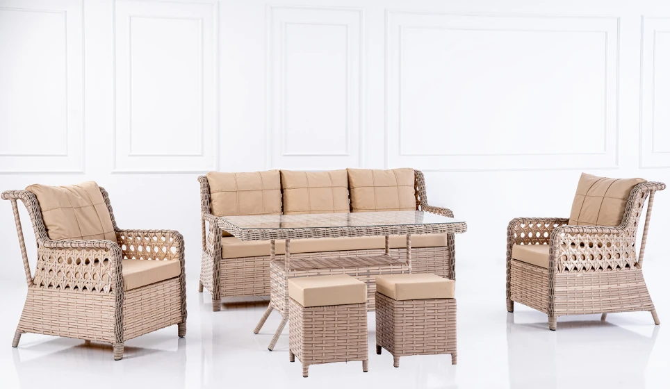 DİMAZE KREM RATTAN OTURMA SETİ