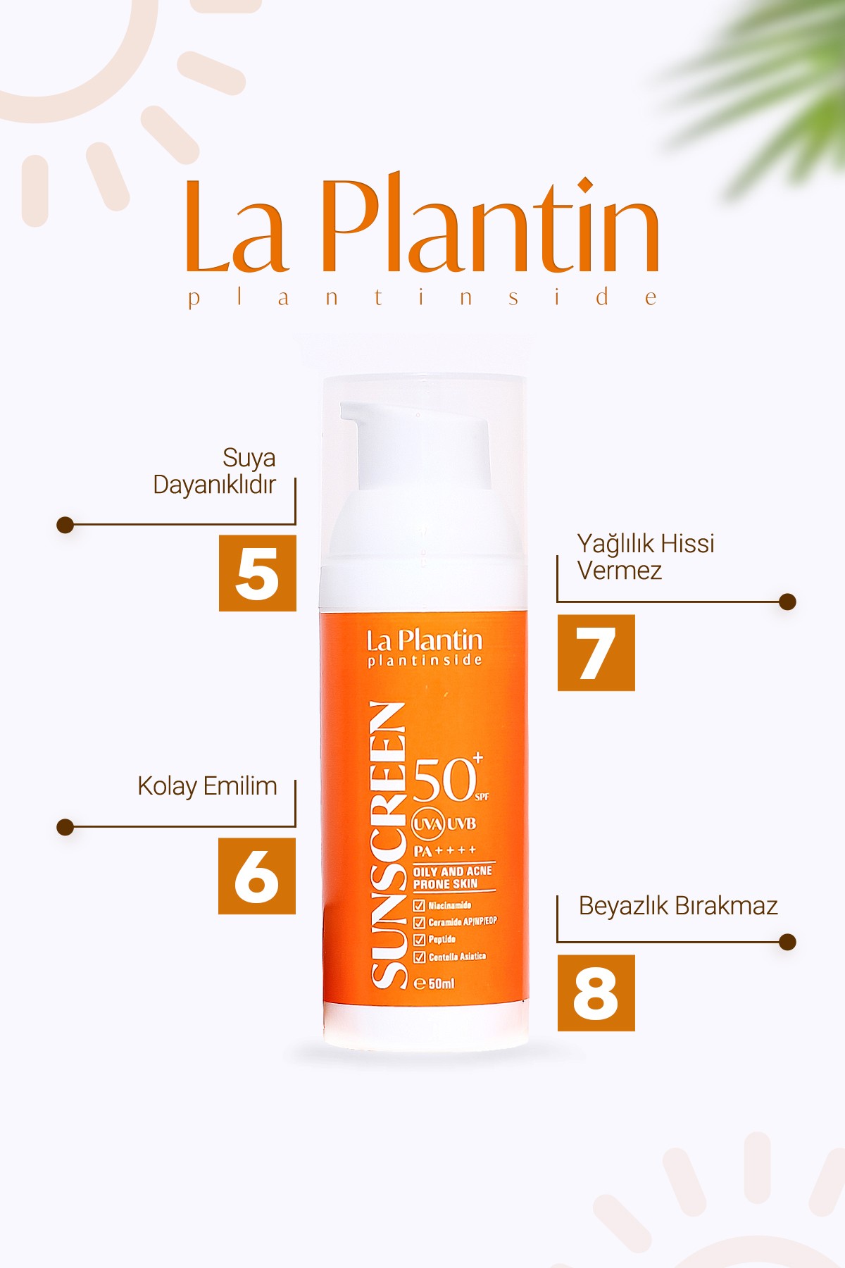 La Plantin Plant Inside Yağlı ve Akne Eğilimli Ciltler için Oil Control Gel Cream Yüz Güneş Kremi