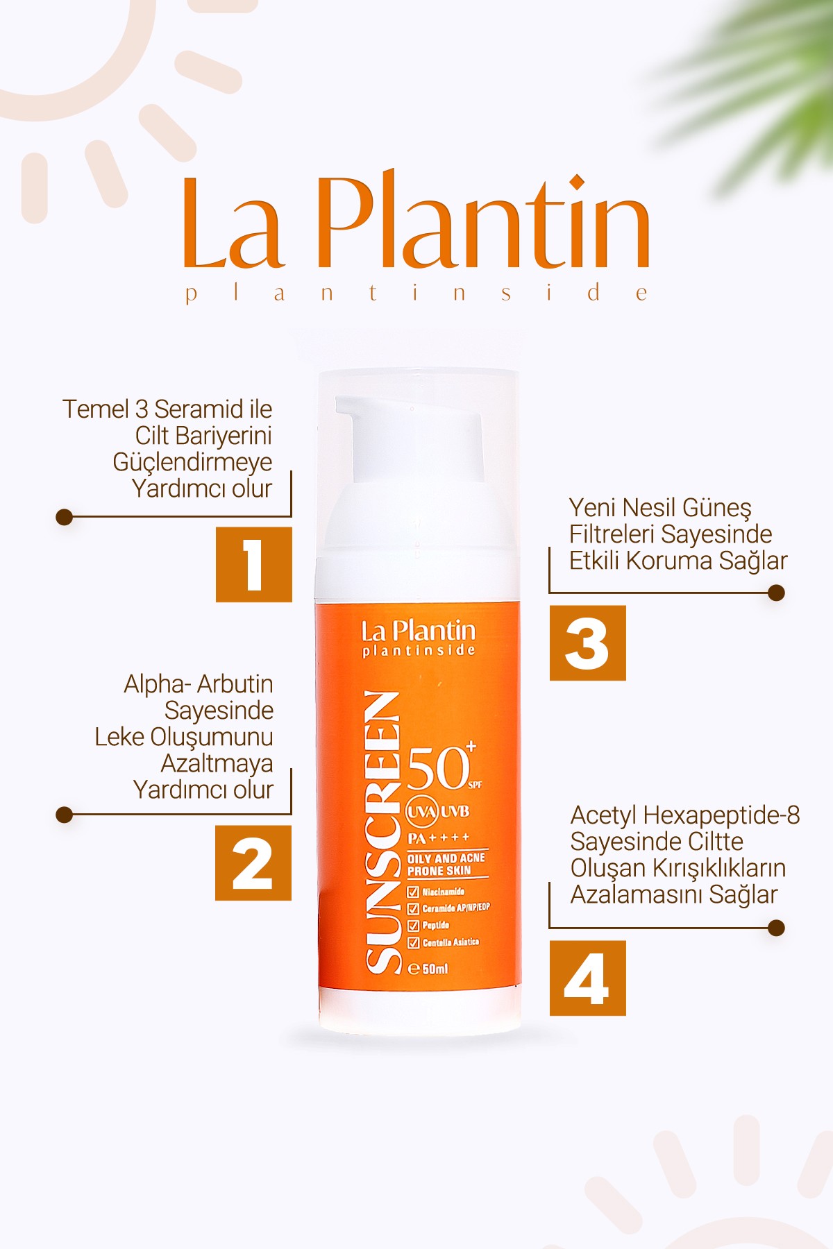 La Plantin Plant Inside Yağlı ve Akne Eğilimli Ciltler için Oil Control Gel Cream Yüz Güneş Kremi