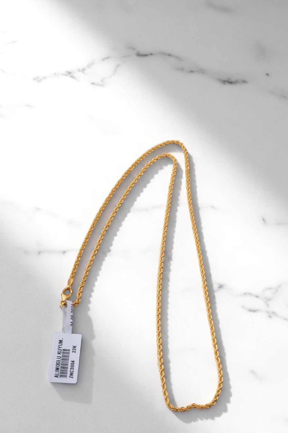 Klasik İnce Burgu (Halat) Model 22 Ayar Altın Zincir Kolye (60cm) - Alimoğlu Kuyumculuk 4,61 GR Ürün Kodu: ZNC3004