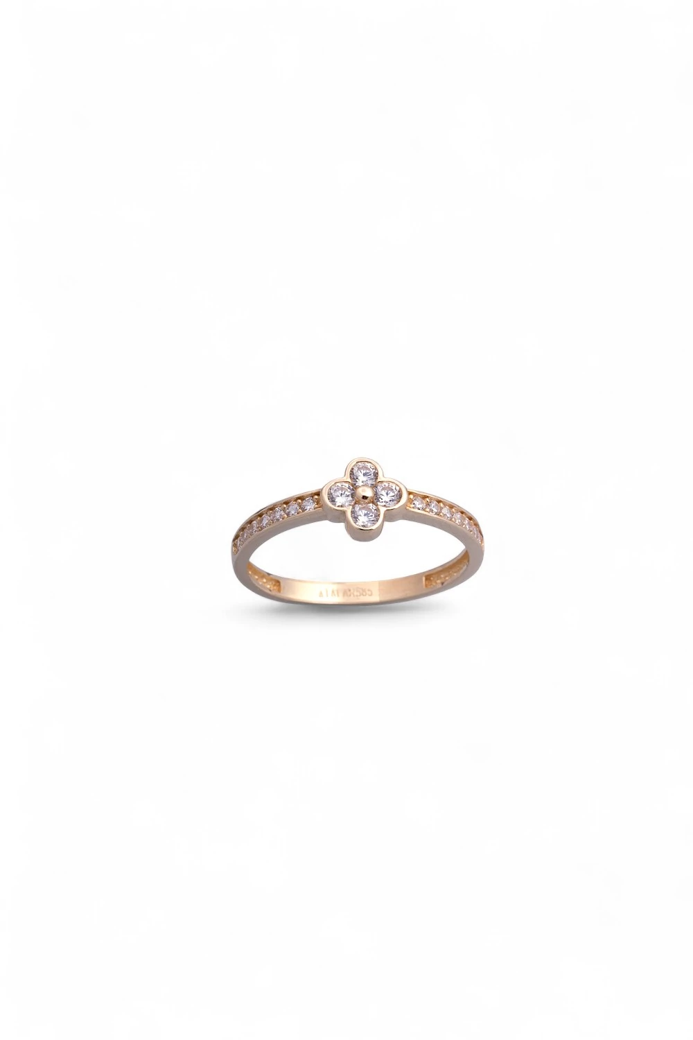 14 Ayar Altın Taşlı Dört Yapraklı Yonca Yüzük: Şansın Işıltısını Parmağınızda Taşıyın 4,61 GR Ürün Kodu: YZ08621