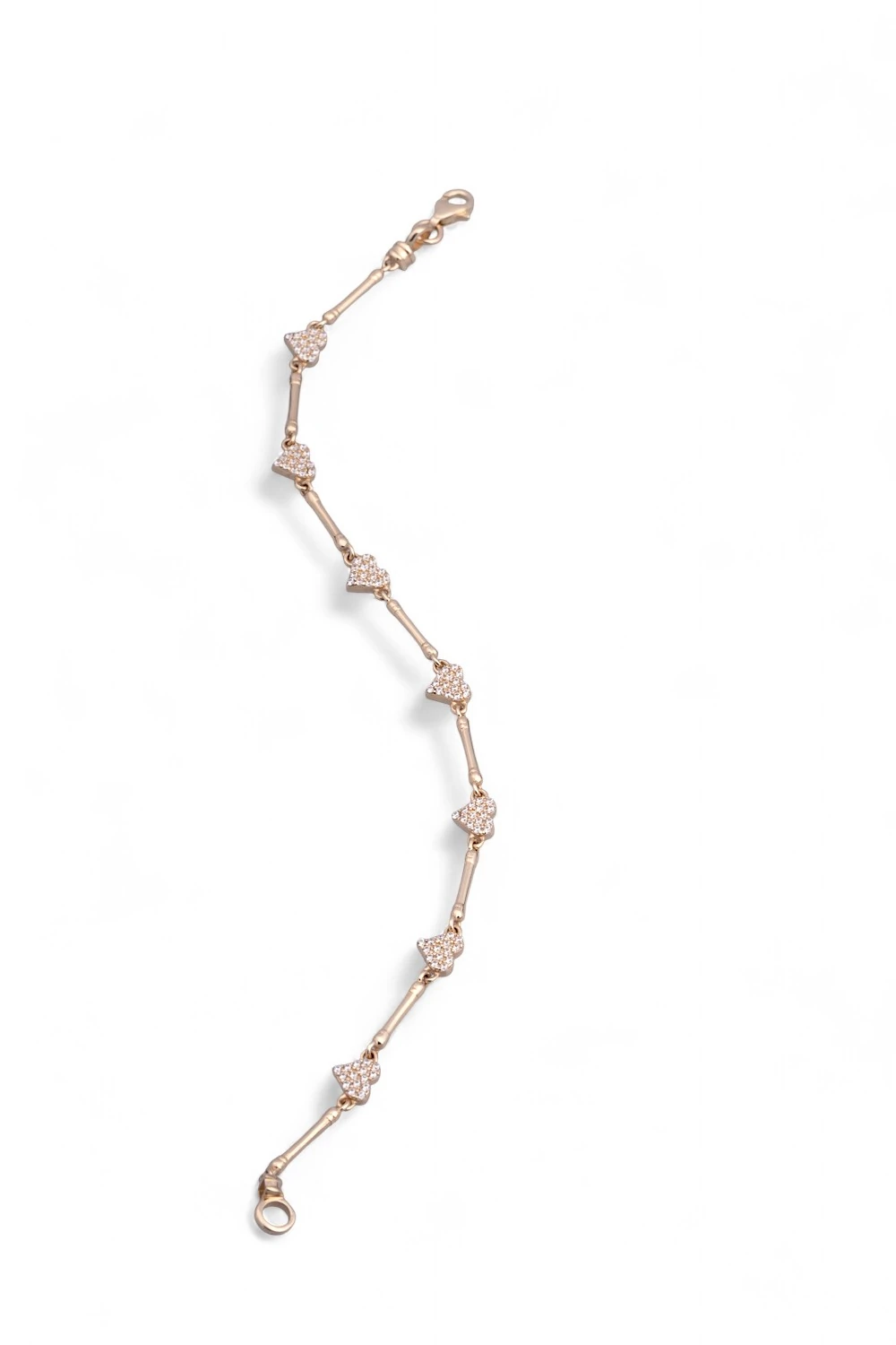 14 Ayar Rose Altın Taşlı Dört Yapraklı Yonca Bileklik: Şansın Işıltılı İmzası 4,39 GR Ürün Kodu: KNY6183