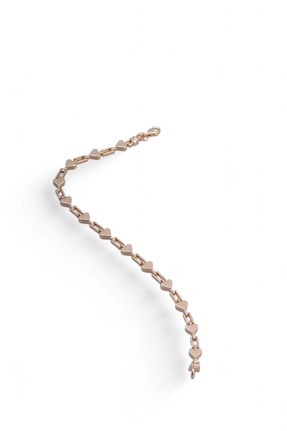 14 Ayar Rose Altın Kalp Zincir Bileklik: 6.41 Gramlık Tok Duruşuyla Aşkın İmzası Ürün Kodu: KNY6182