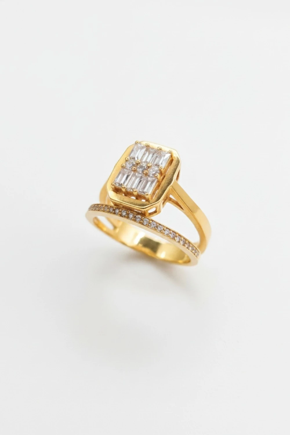 22 Ayar Altın Baget Taşlı ve Alt Halka Detaylı Fantazi Yüzük 5,11 Gr YZ06523