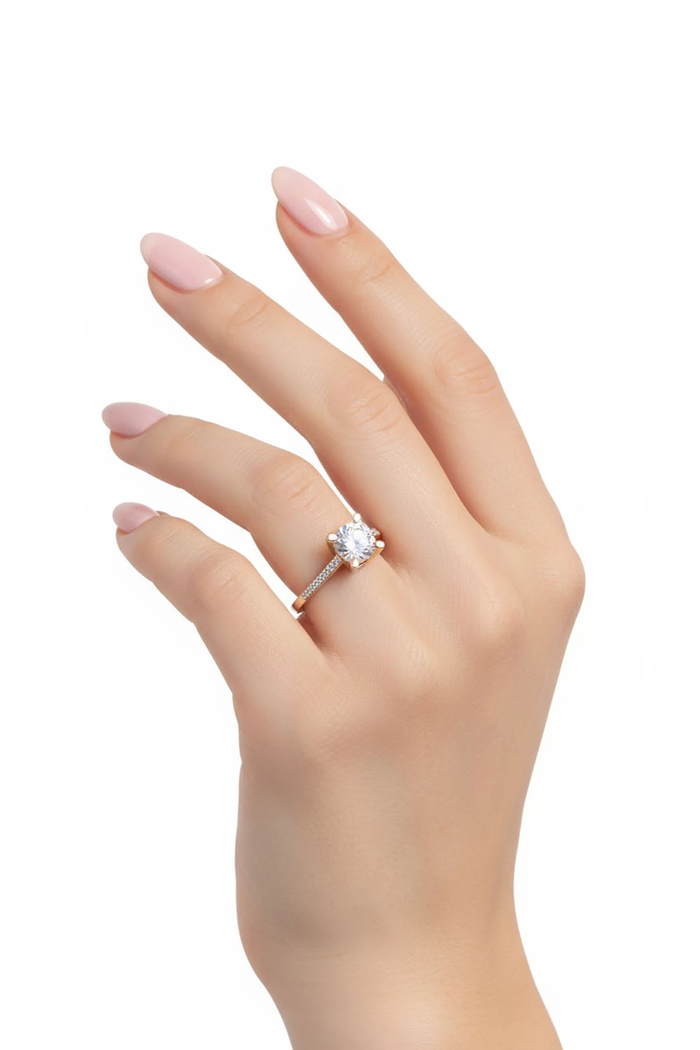 Işıltılı Zarafet: 14 Ayar Altın Sıra Taşlı Tektaş Yüzük 2,60 GR Ürün Kodu: YZ07430