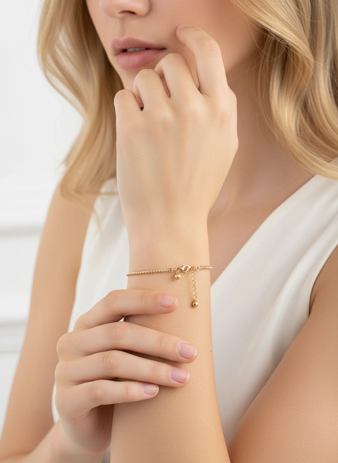 Zamansız Işıltı: 14 Ayar Altın Dorika Toplu (Top Top) Bileklik 17-20CM Ayarlı 3,77 GR Ürün Kodu: KNY6199