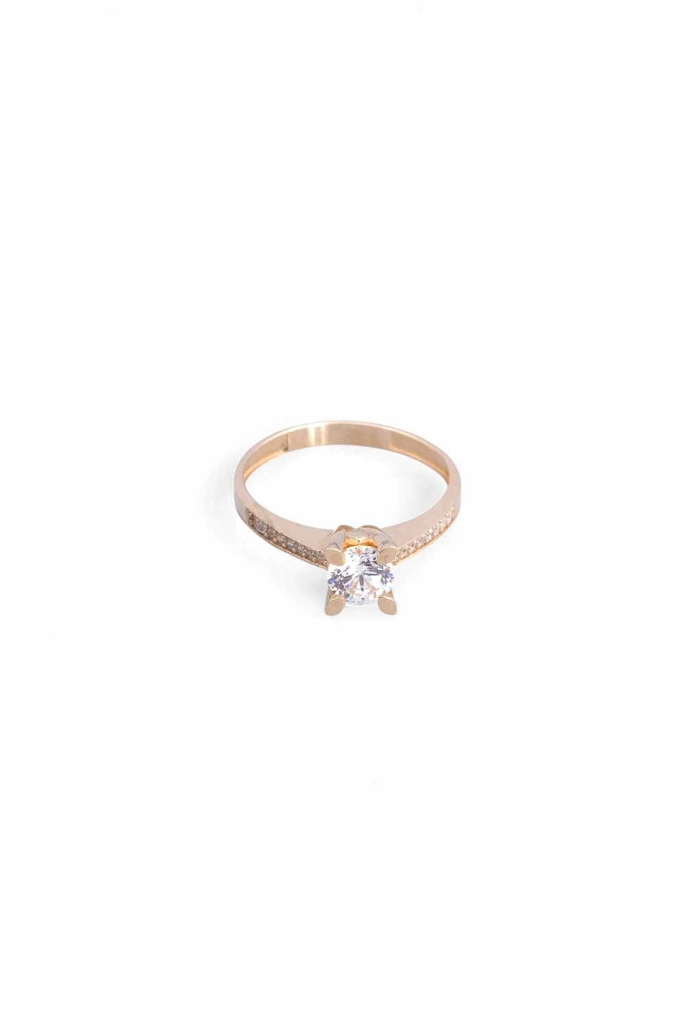 Işıltılı Zarafet: 14 Ayar Altın Sıra Taşlı Tektaş Yüzük 2,68 GR Ürün Kodu: YZ06172