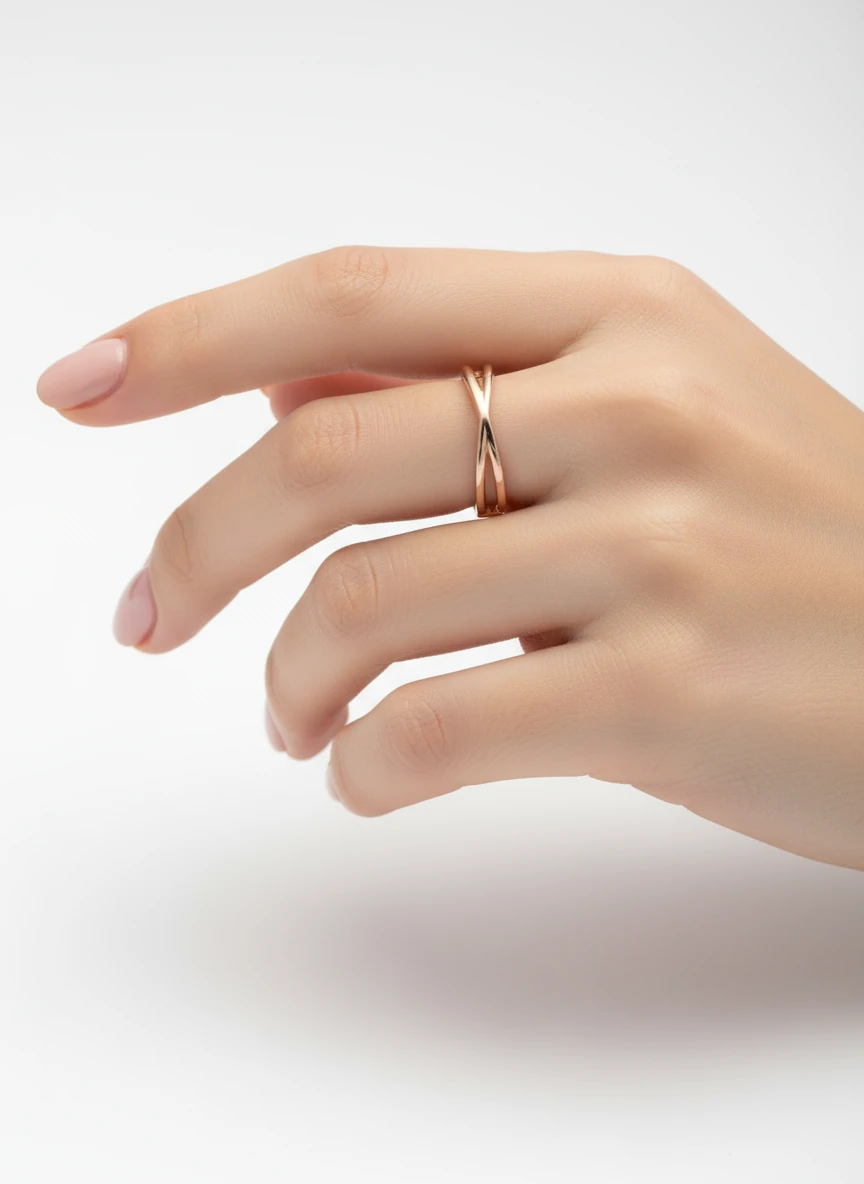 Çapraz Zarafet: Çilek Konsept 14 Ayar Rose Altın Minimalist X Yüzük 15 ölçü 1,45 GR Ürün Kodu: YZ08648