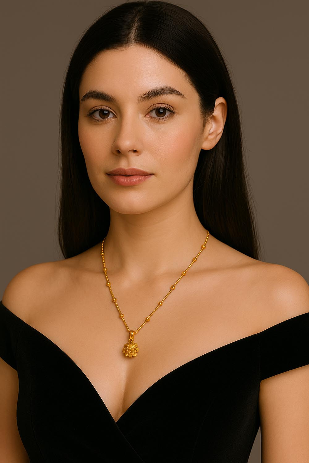 Dokulu Zarafet: 22 Ayar Altın Örgü Top Uçlu Kolye 7,71 GR Ürün Kodu: KLY3366