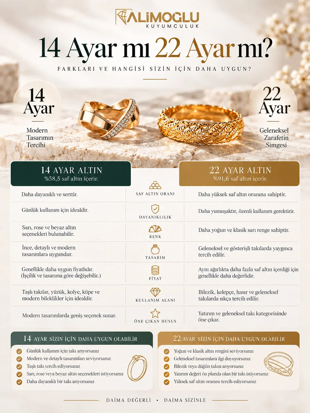 14 Ayar mı? 22 Ayar mı? İnfografik
