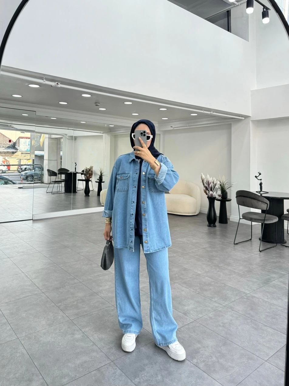 Ozze Denim Mavi İkili Takım