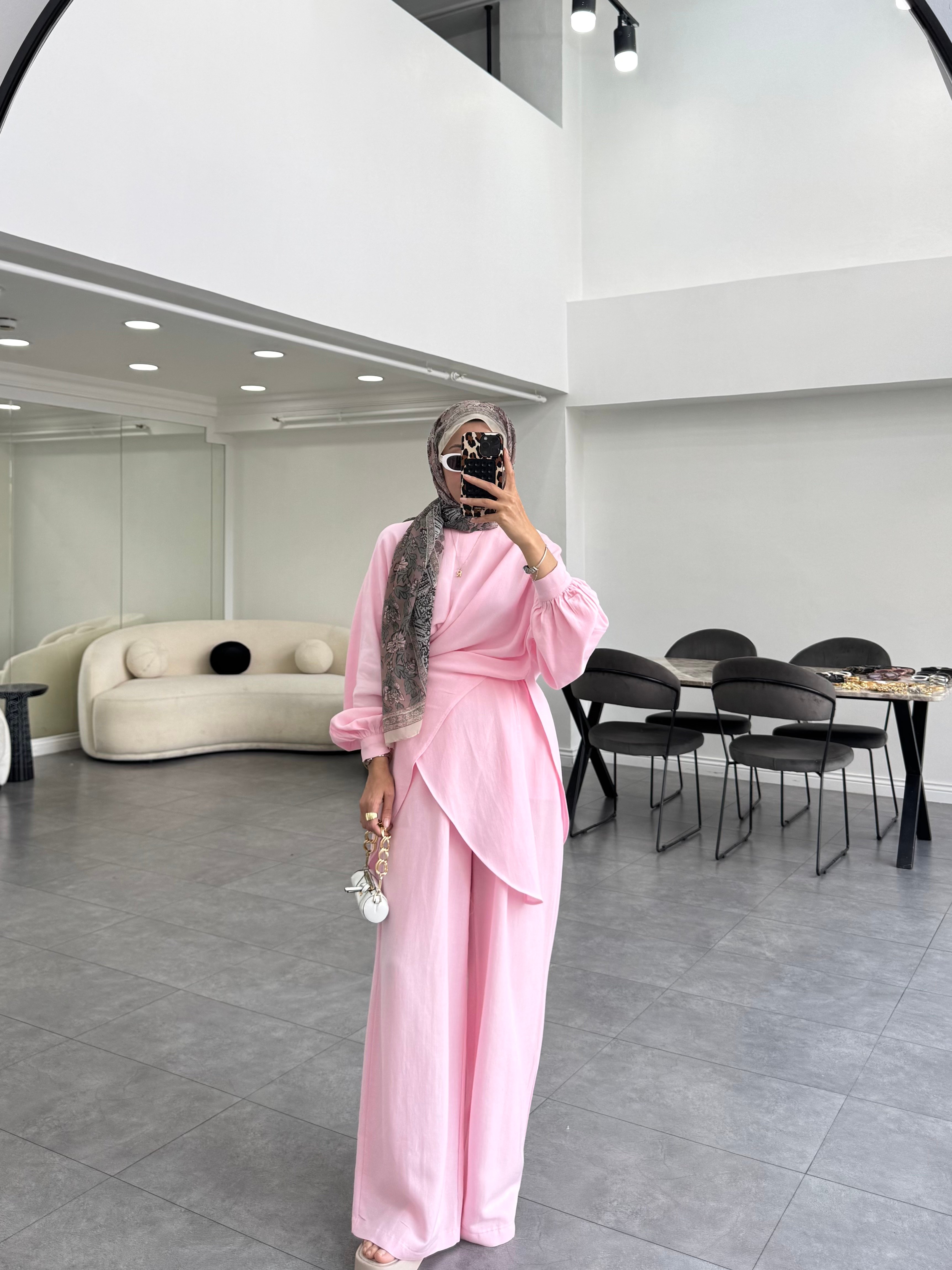İlaf Keten İkili Takım Pembe
