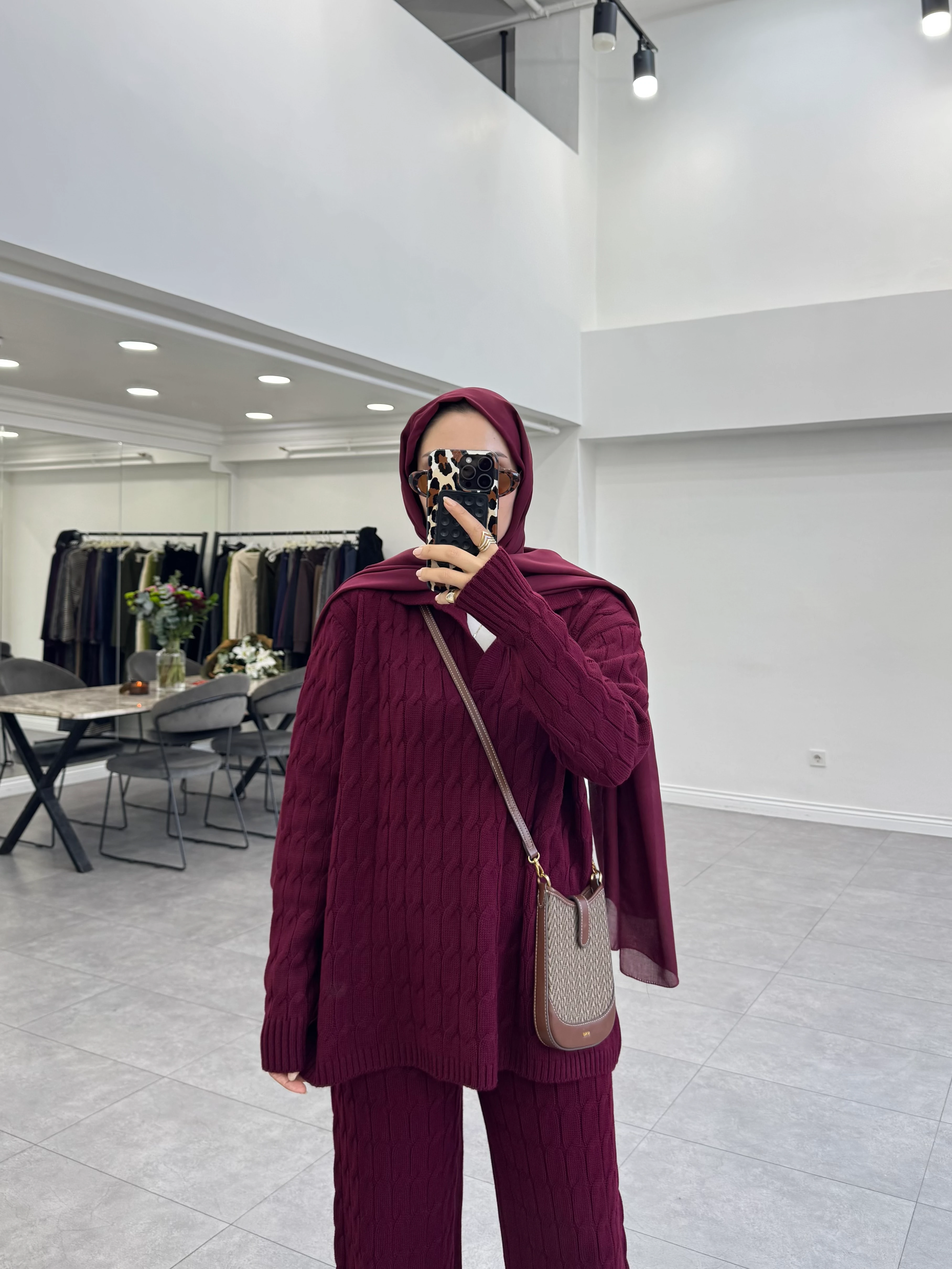 Bukre İkili Triko Takım Bordo