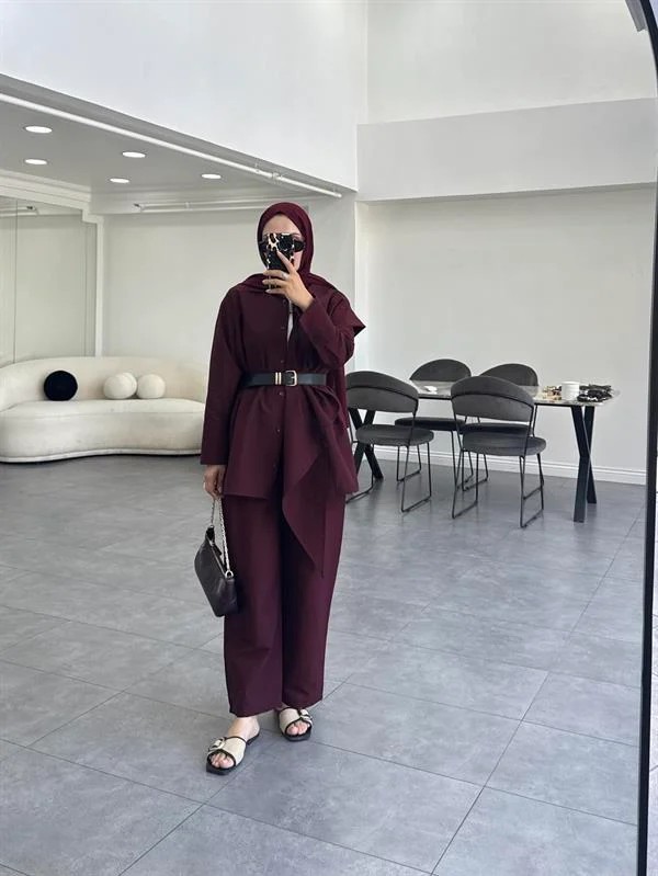 Zena Şallı İkili Takım Bordo
