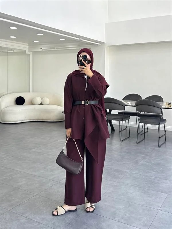 Zena Şallı İkili Takım Bordo
