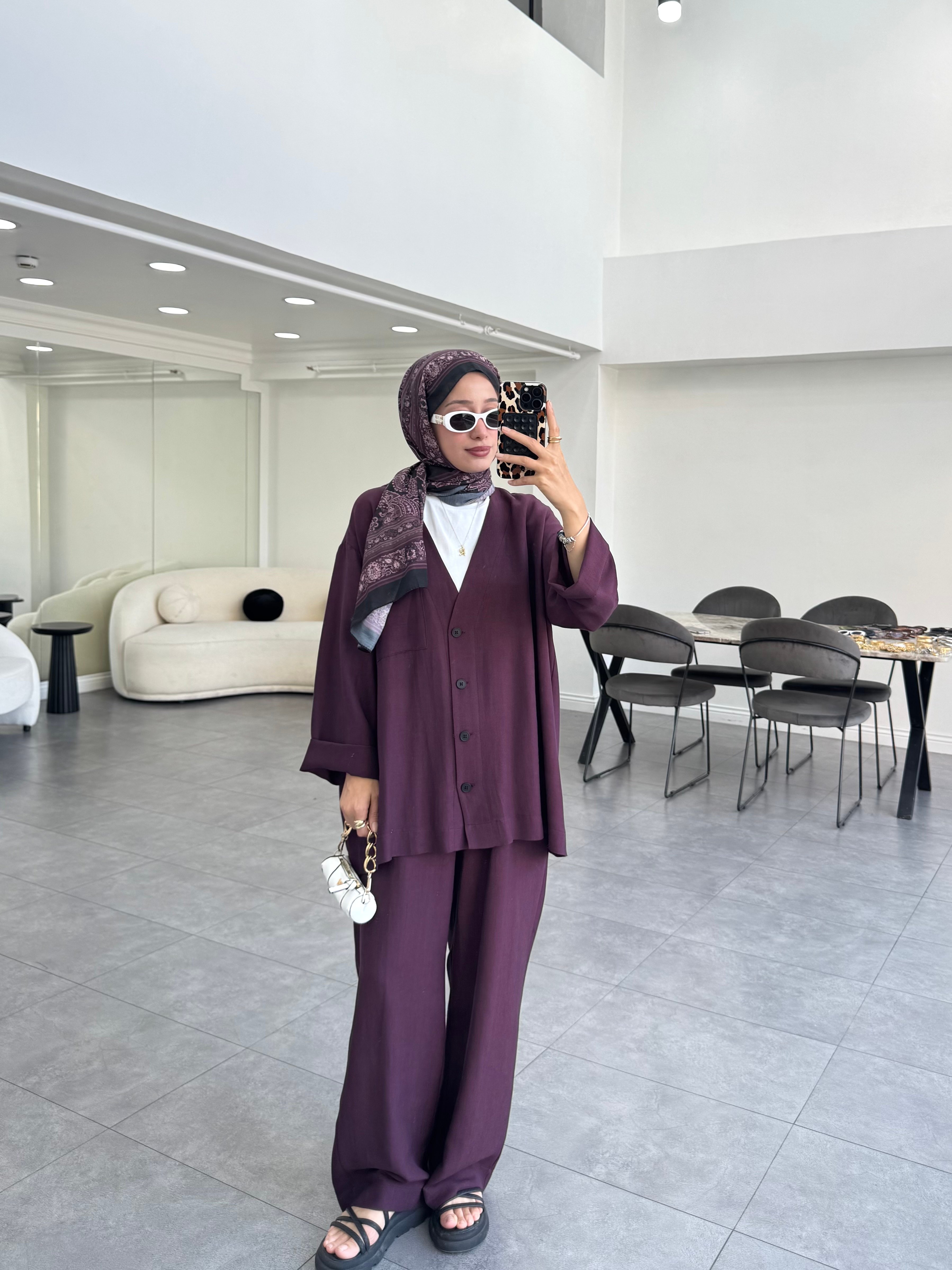 Rose Keten İkili Takım Mürdüm