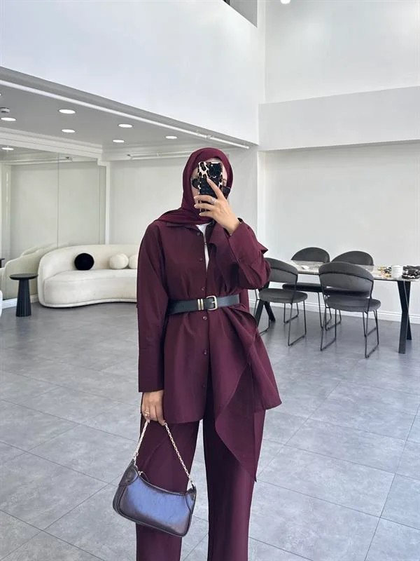 Zena Şallı İkili Takım Bordo