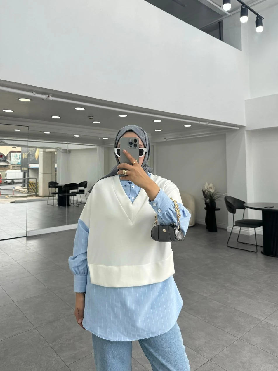 Hira Beyaz Sweat Gömlek