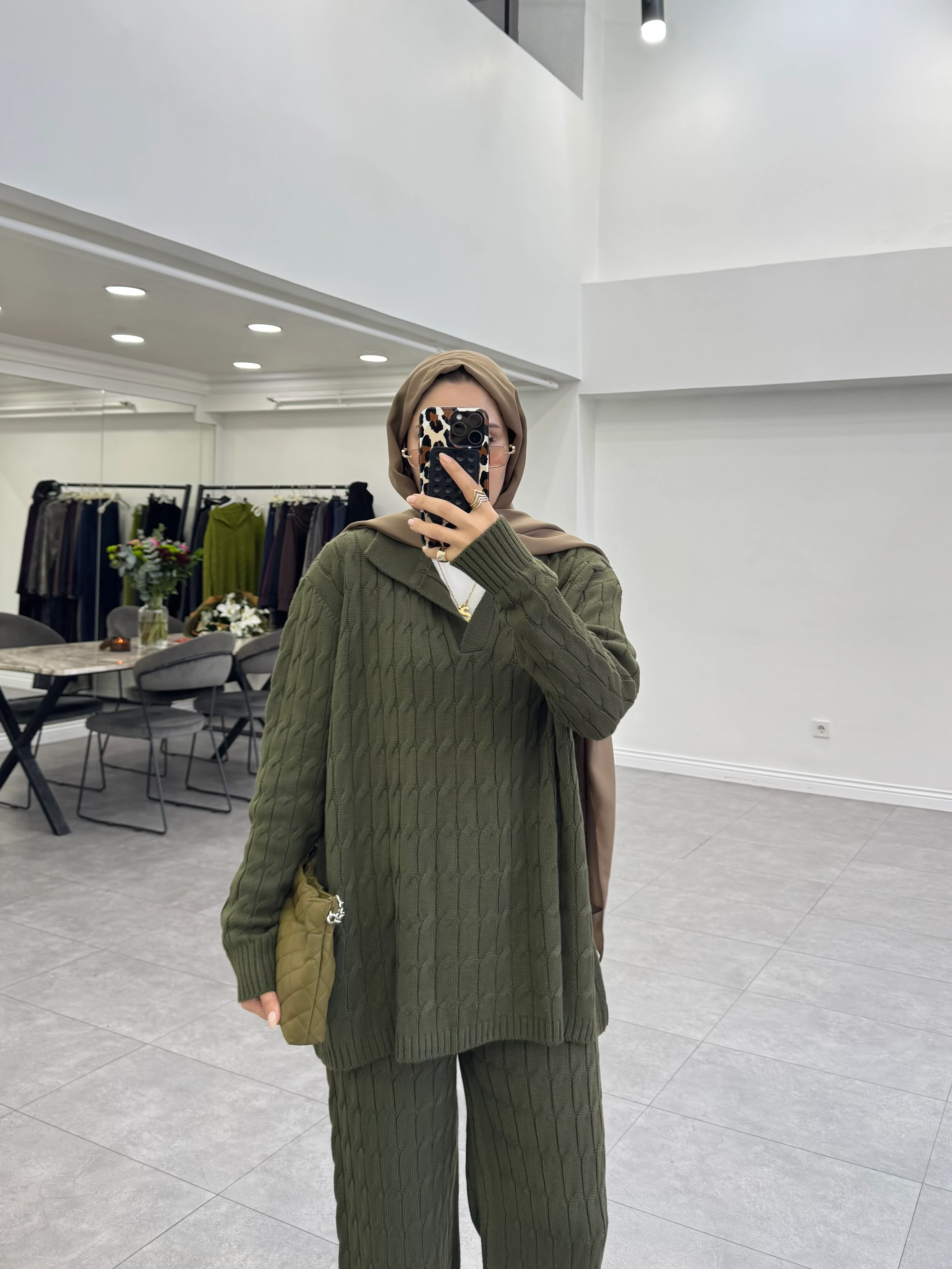 Bukre İkili Triko Takım Haki