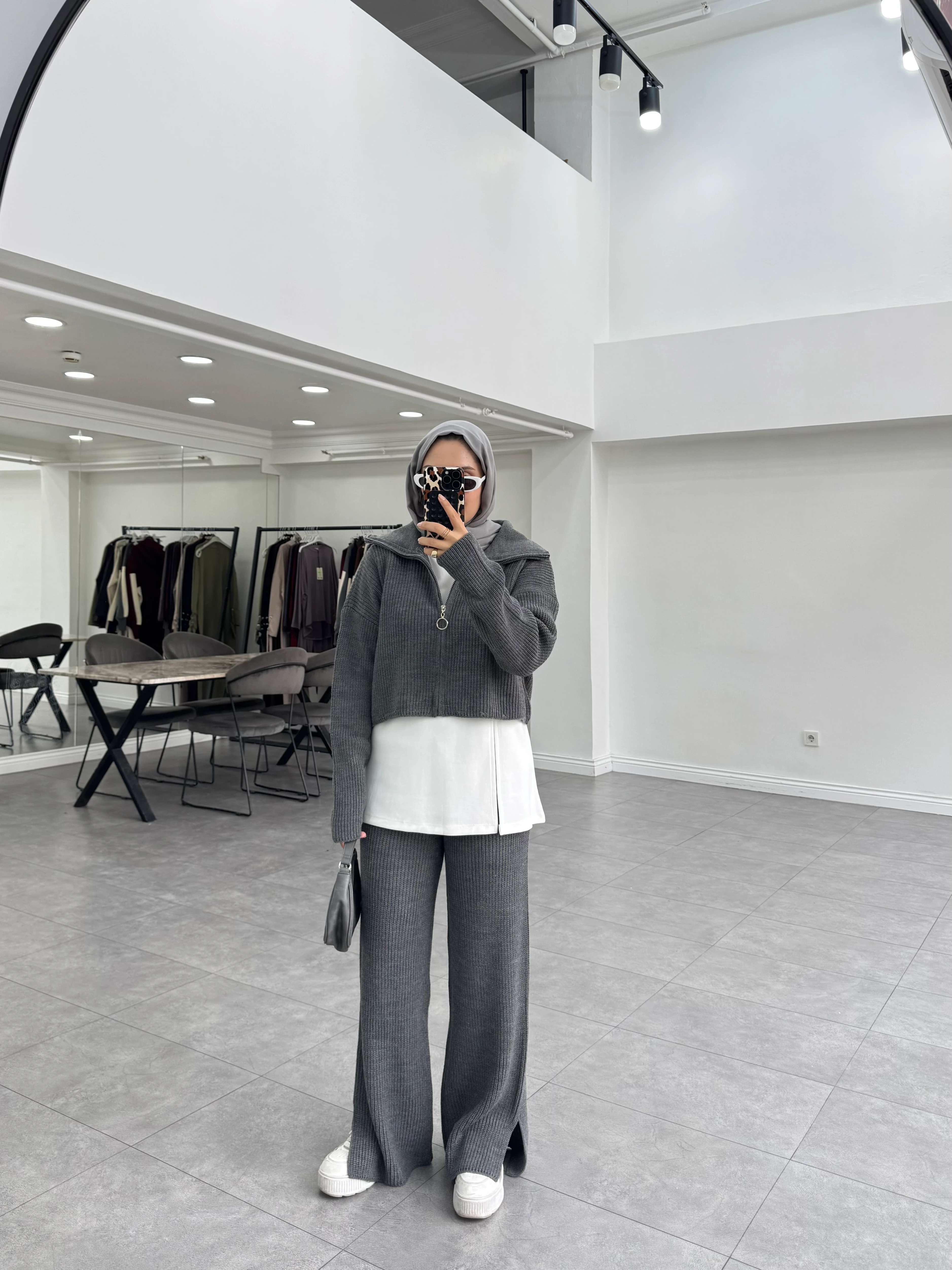 Tera Üçlü Triko Takım Gri