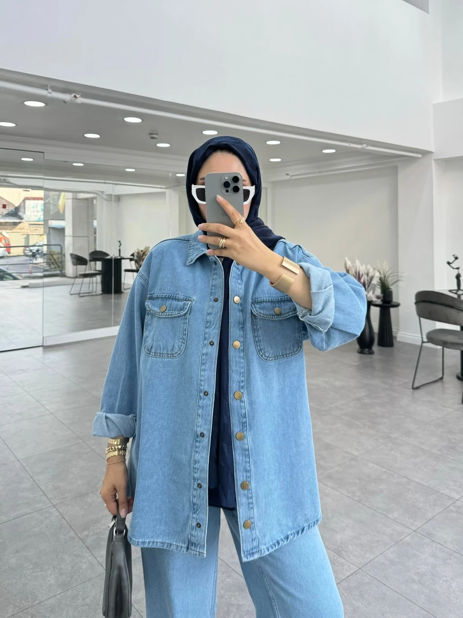 Ozze Denim Mavi İkili Takım