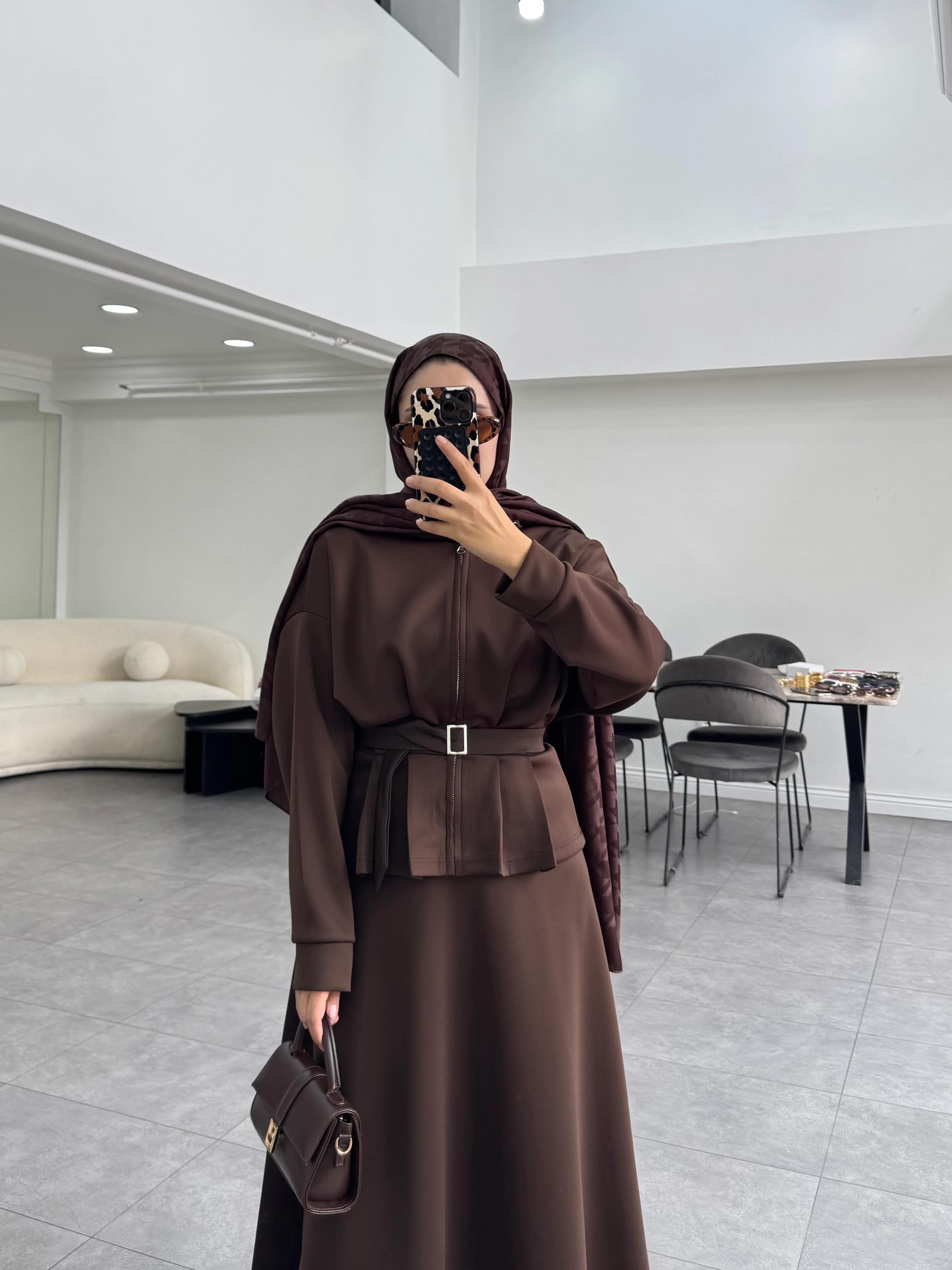 Sualla Etekli Takım Kahverengi