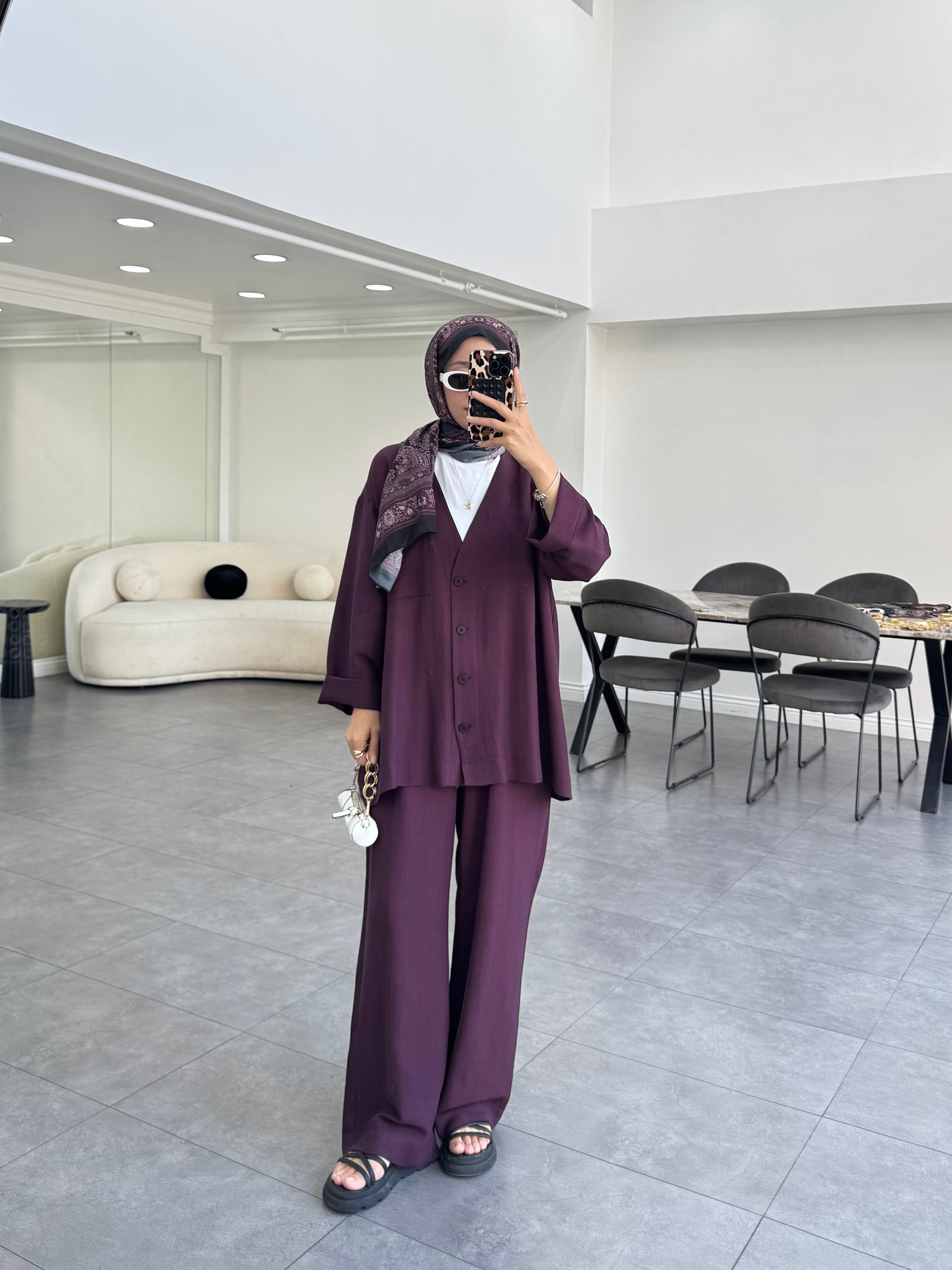Rose Keten İkili Takım Mürdüm