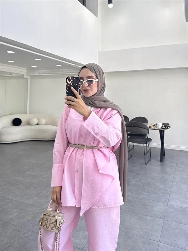 Zena Şallı İkili Takım Pembe