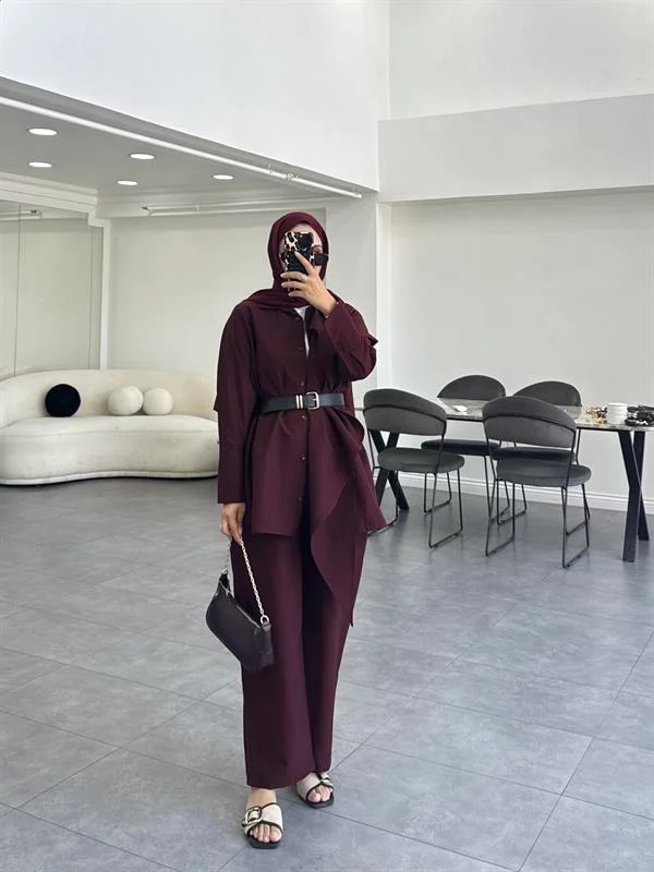 Zena Şallı İkili Takım Bordo