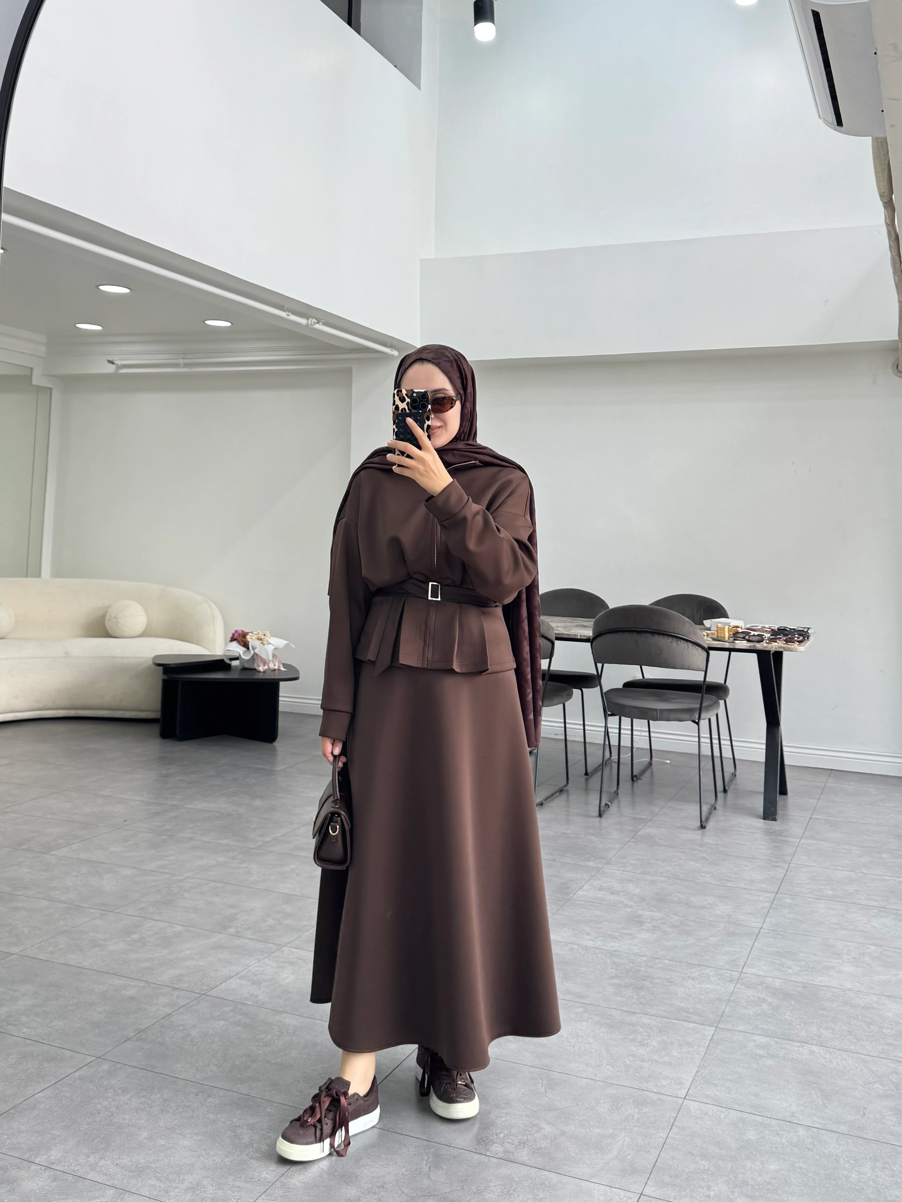 Sualla Etekli Takım Kahverengi