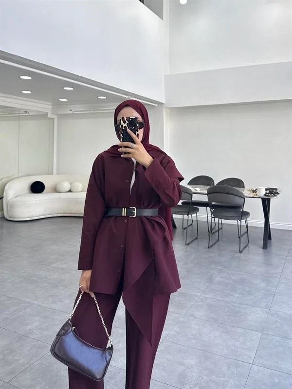 Zena Şallı İkili Takım Bordo