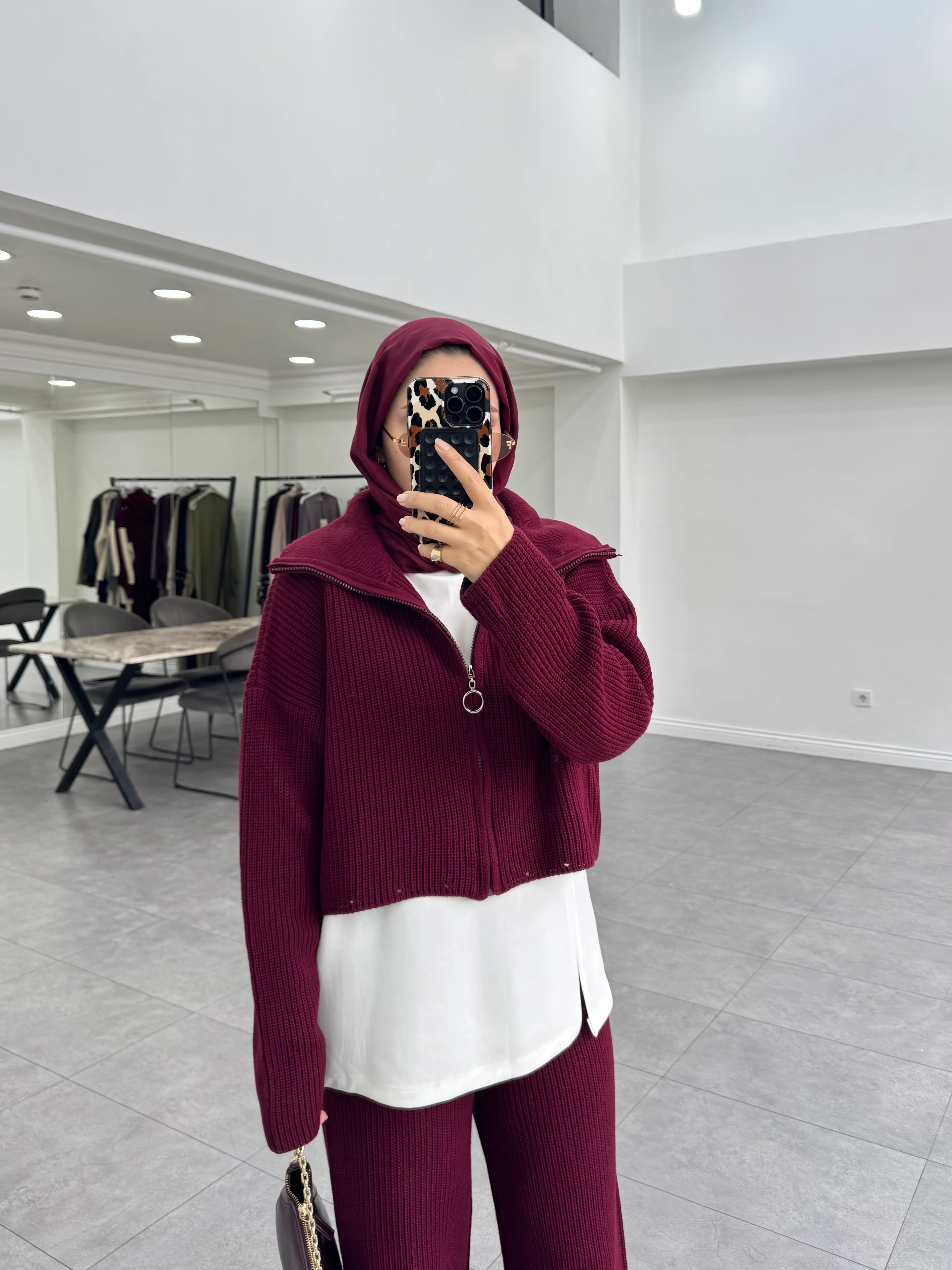 Tera Üçlü Triko Takım Bordo