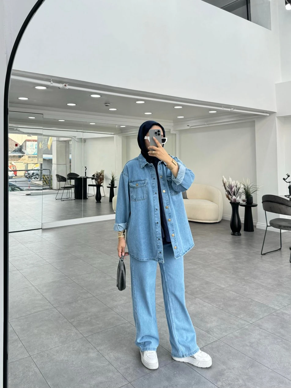 Ozze Denim Mavi İkili Takım