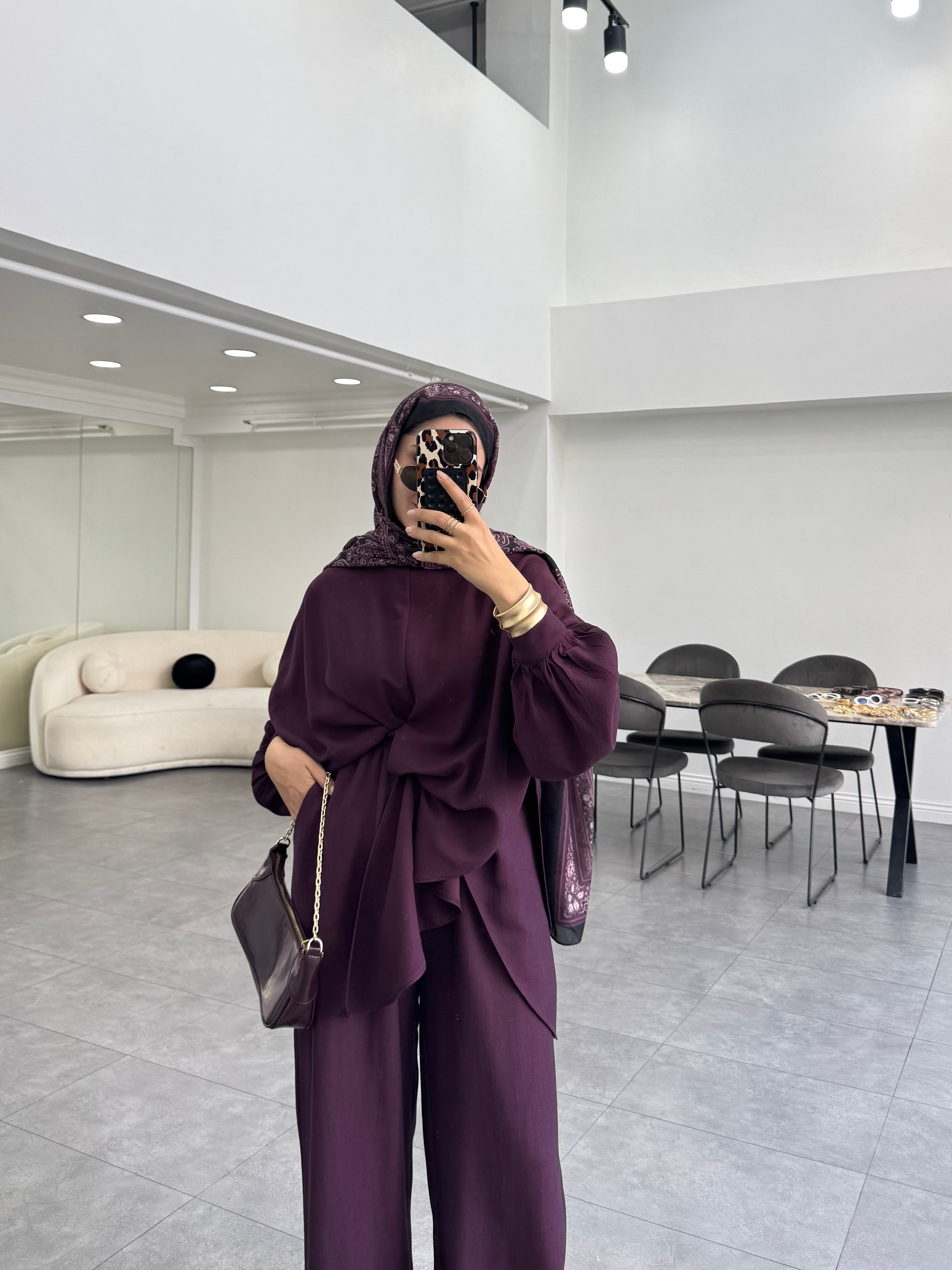 İlaf Keten İkili Takım Mürdüm