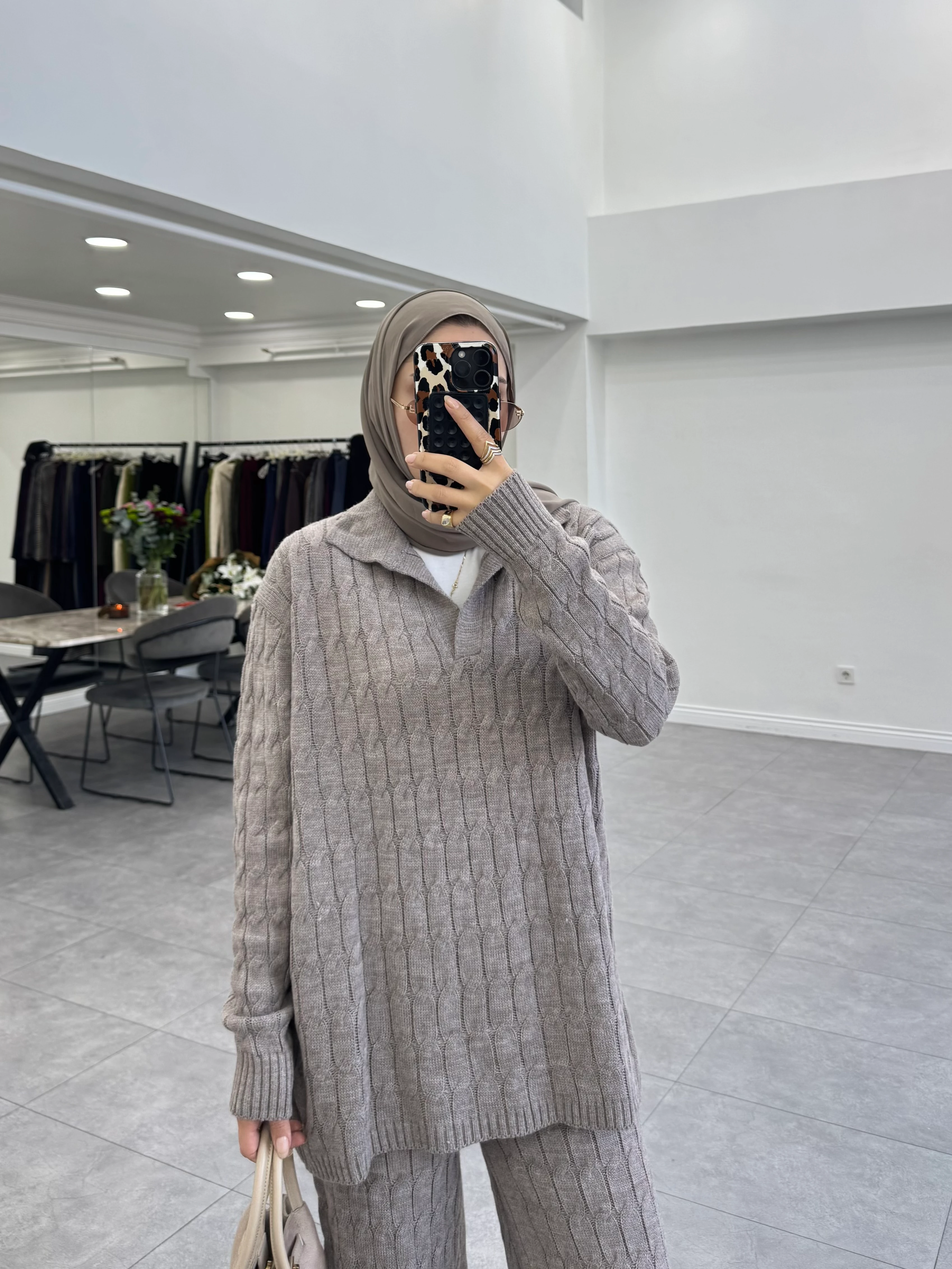 Bukre İkili Triko Takım Toprak