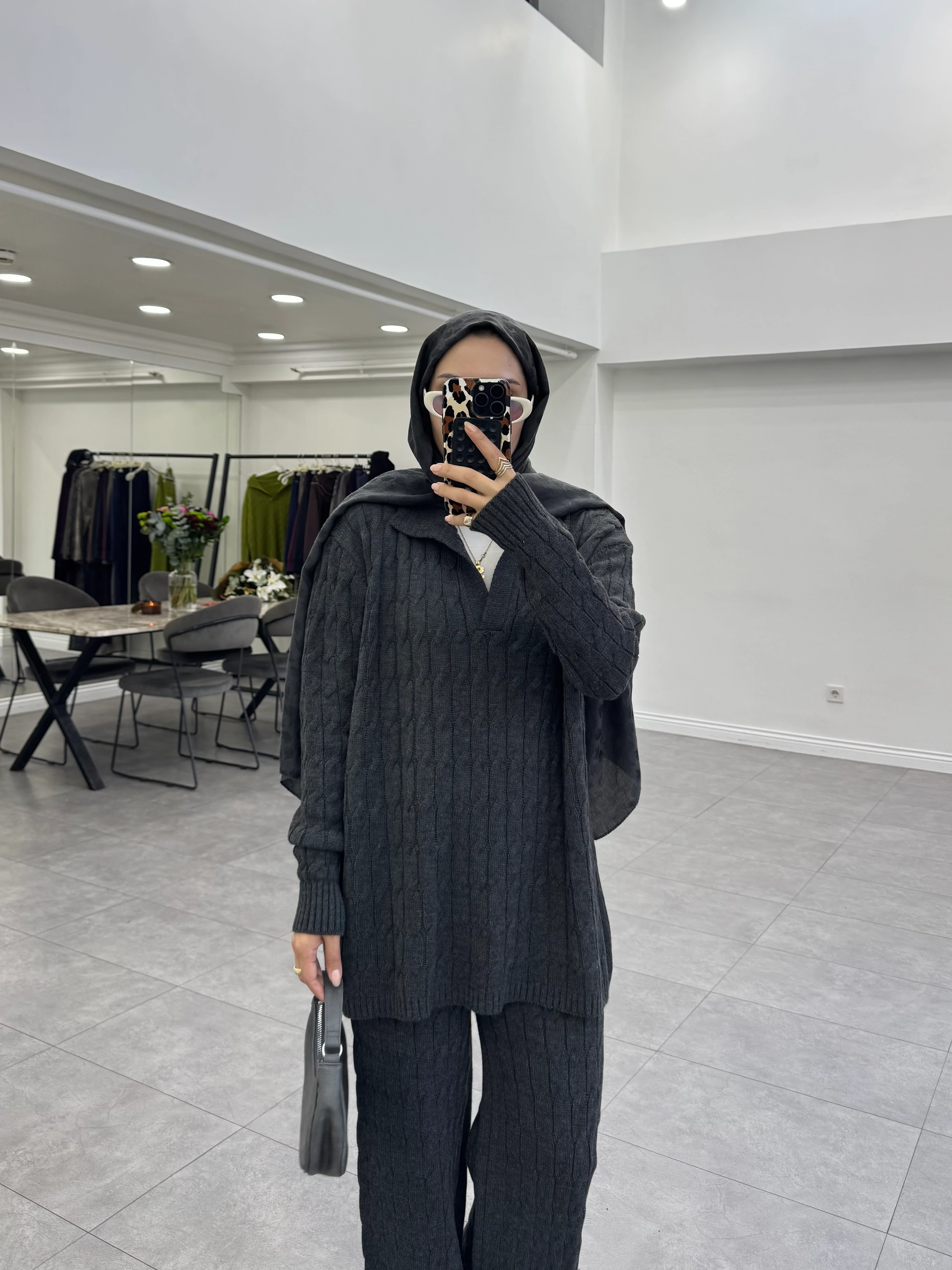 Bukre İkili Triko Takım Antrasit