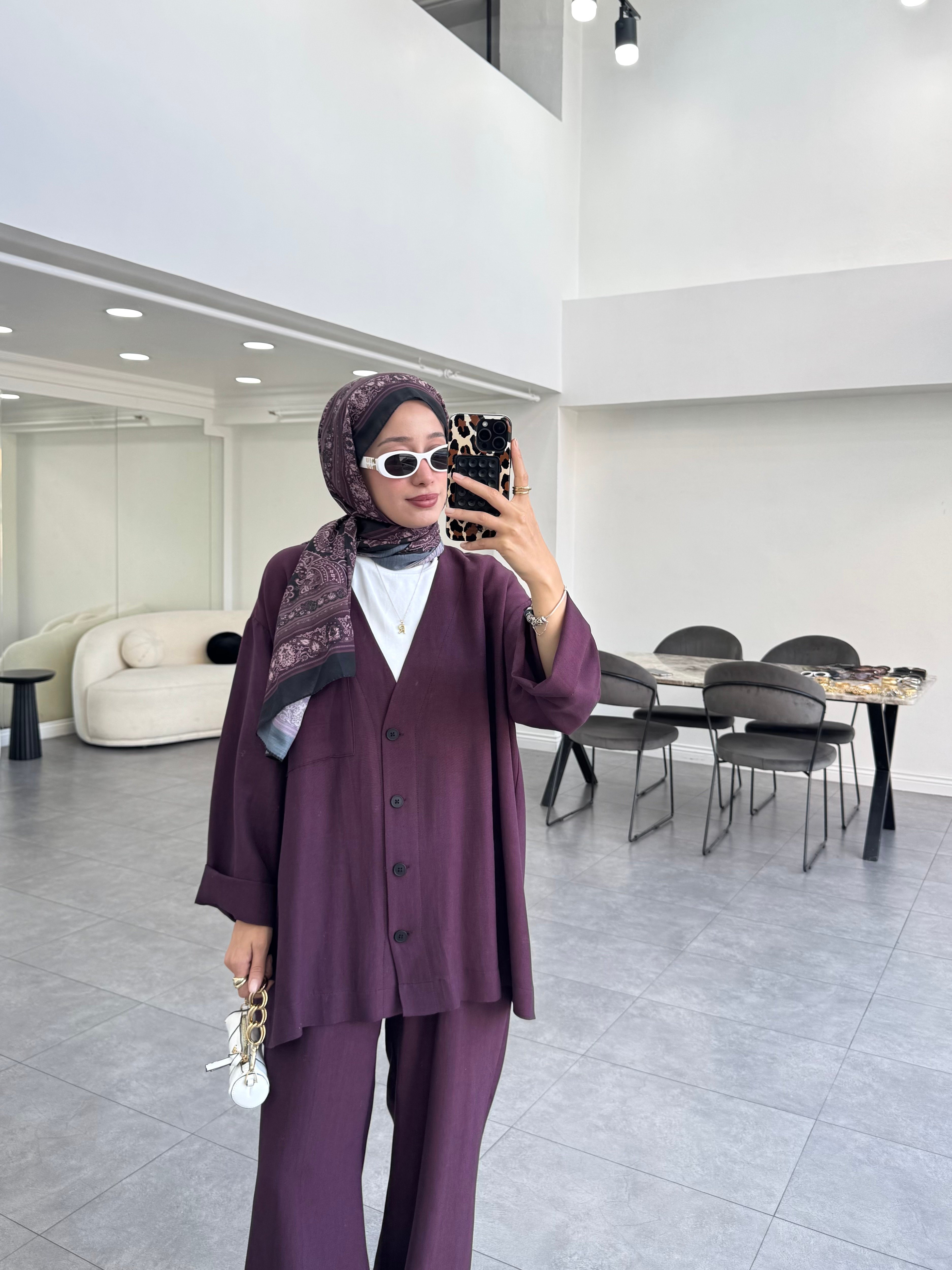 Rose Keten İkili Takım Mürdüm