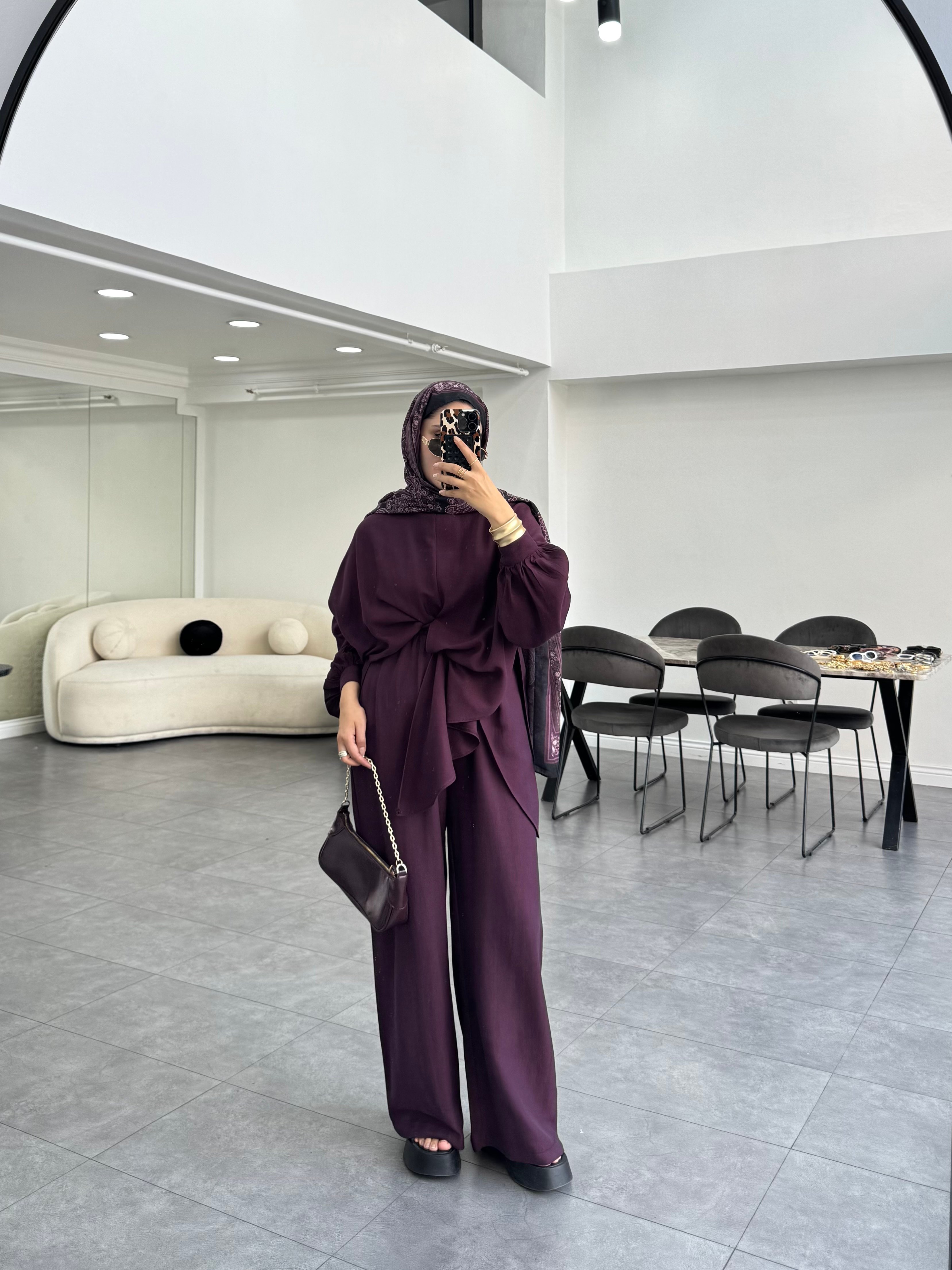 İlaf Keten İkili Takım Mürdüm