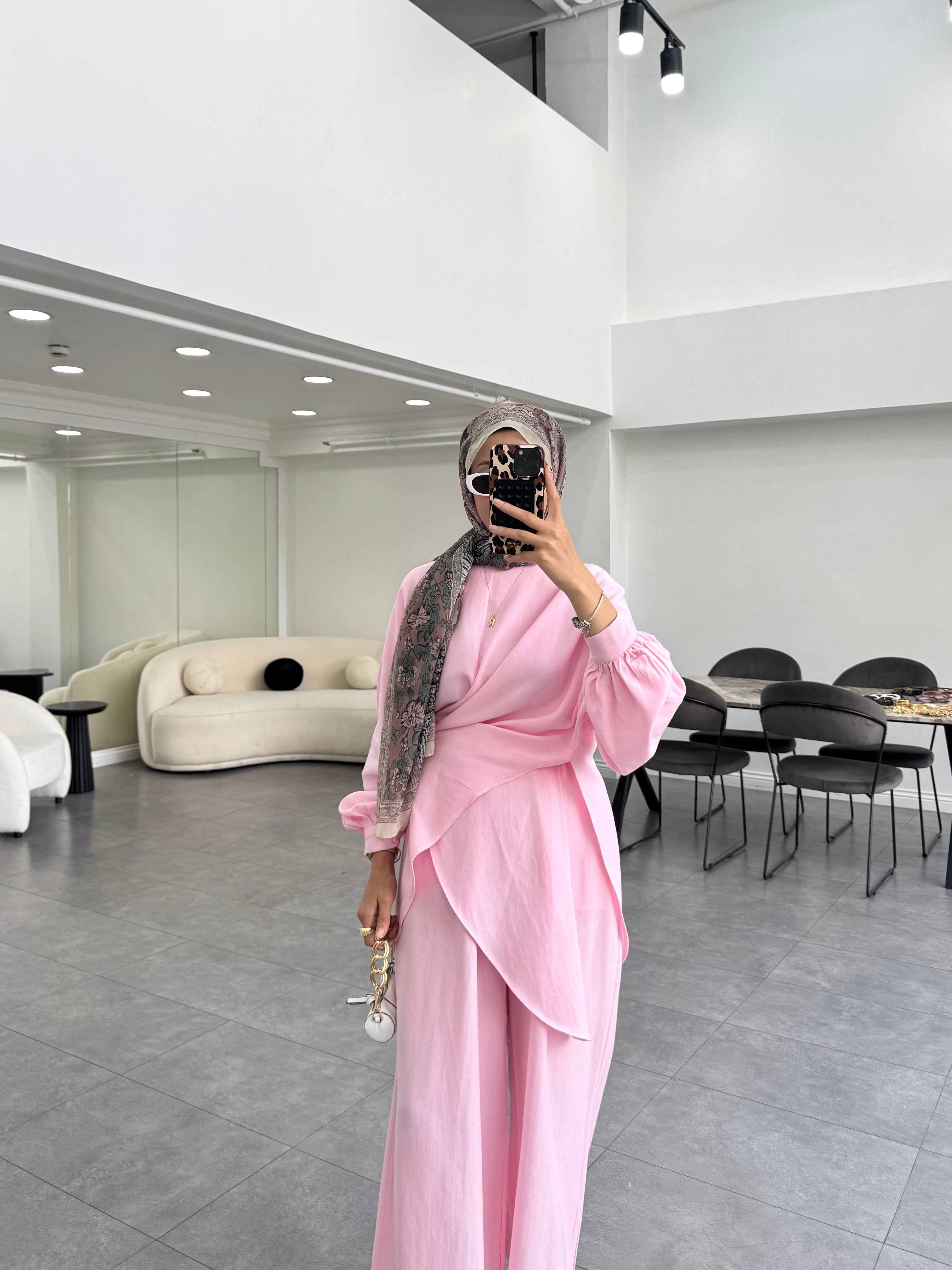 İlaf Keten İkili Takım Pembe