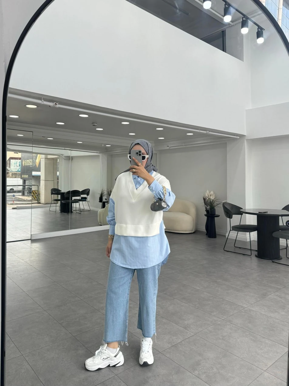 Hira Beyaz Sweat Gömlek