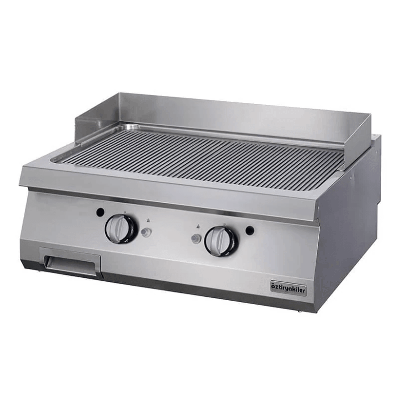 ÖZTİRYAKİLER Gazlı Grill Plate, Oluklu, Sert Krom Kaplı, 80x90x30 cm