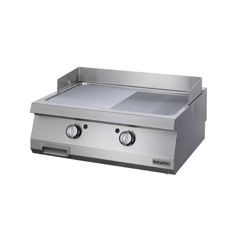 ÖZTİRYAKİLER Elektrikli Grill Plate, Yarı Oluklu, 80x70x30 cm